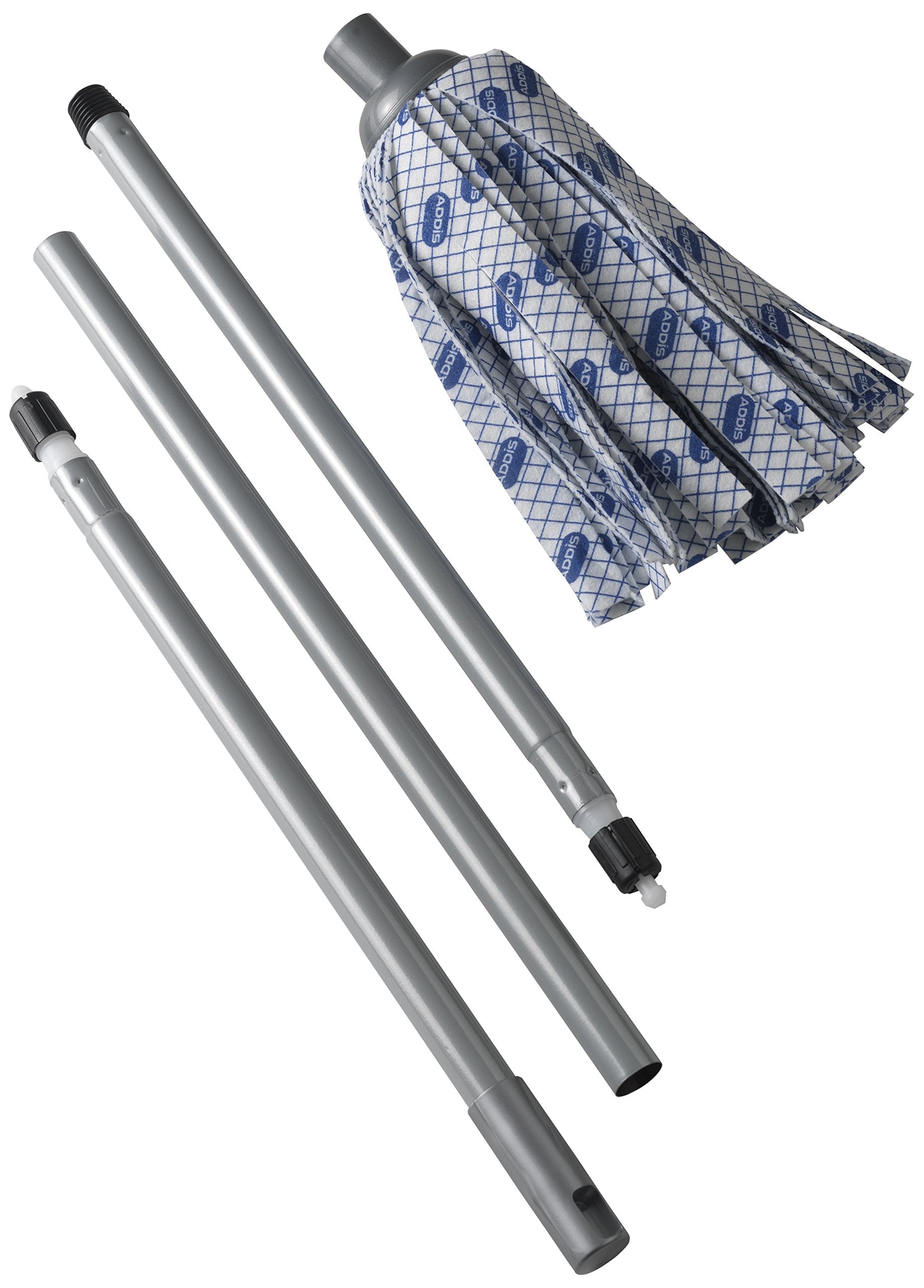 Addis - Cloth Mop with 3-Piece Handle in Blue, White & Metallic-Grey 6