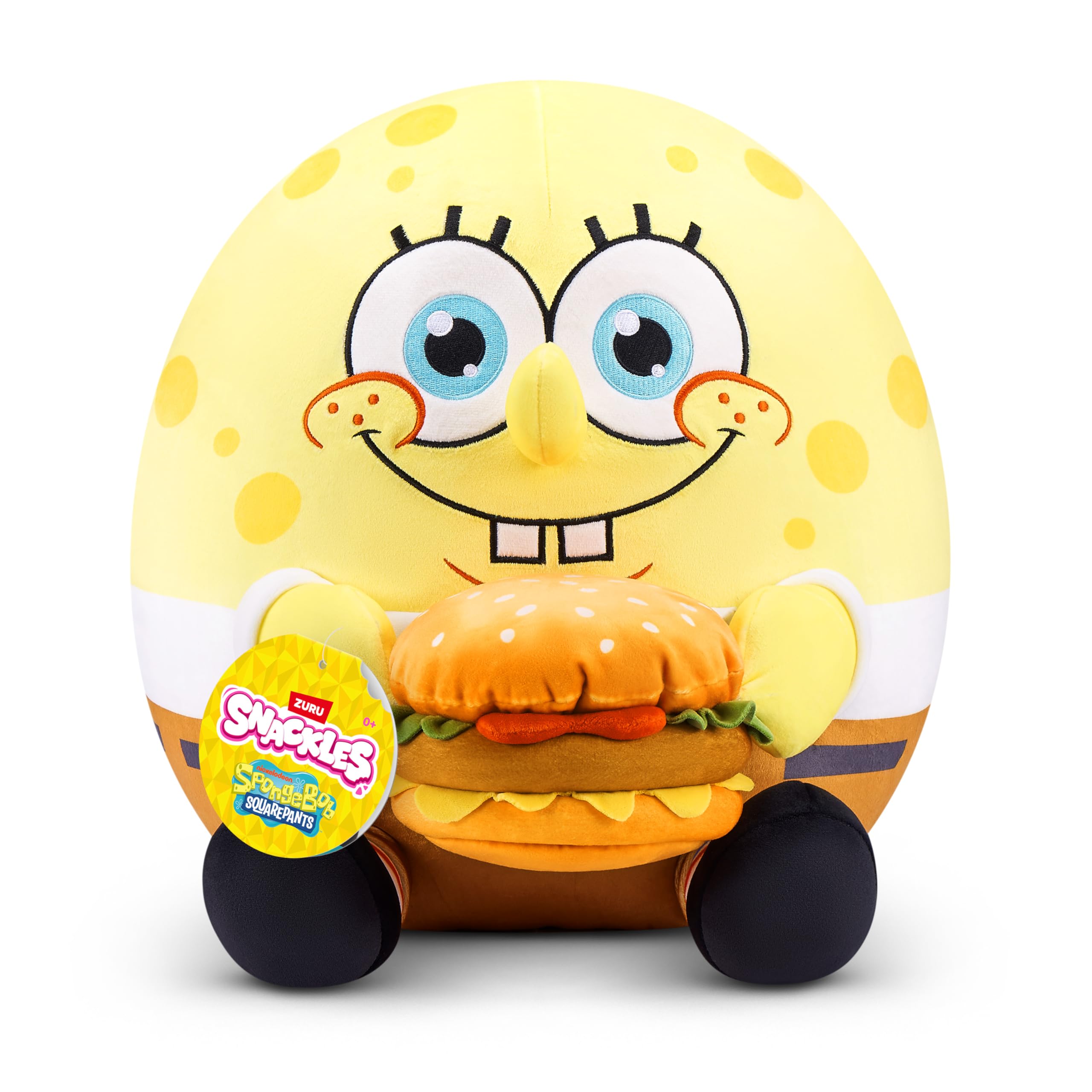 Snackles 14-inch SpongeBob Squarepants Plush by ZURU - Super-Soft Stuffed Animal with Snack, Ages 0+ 1