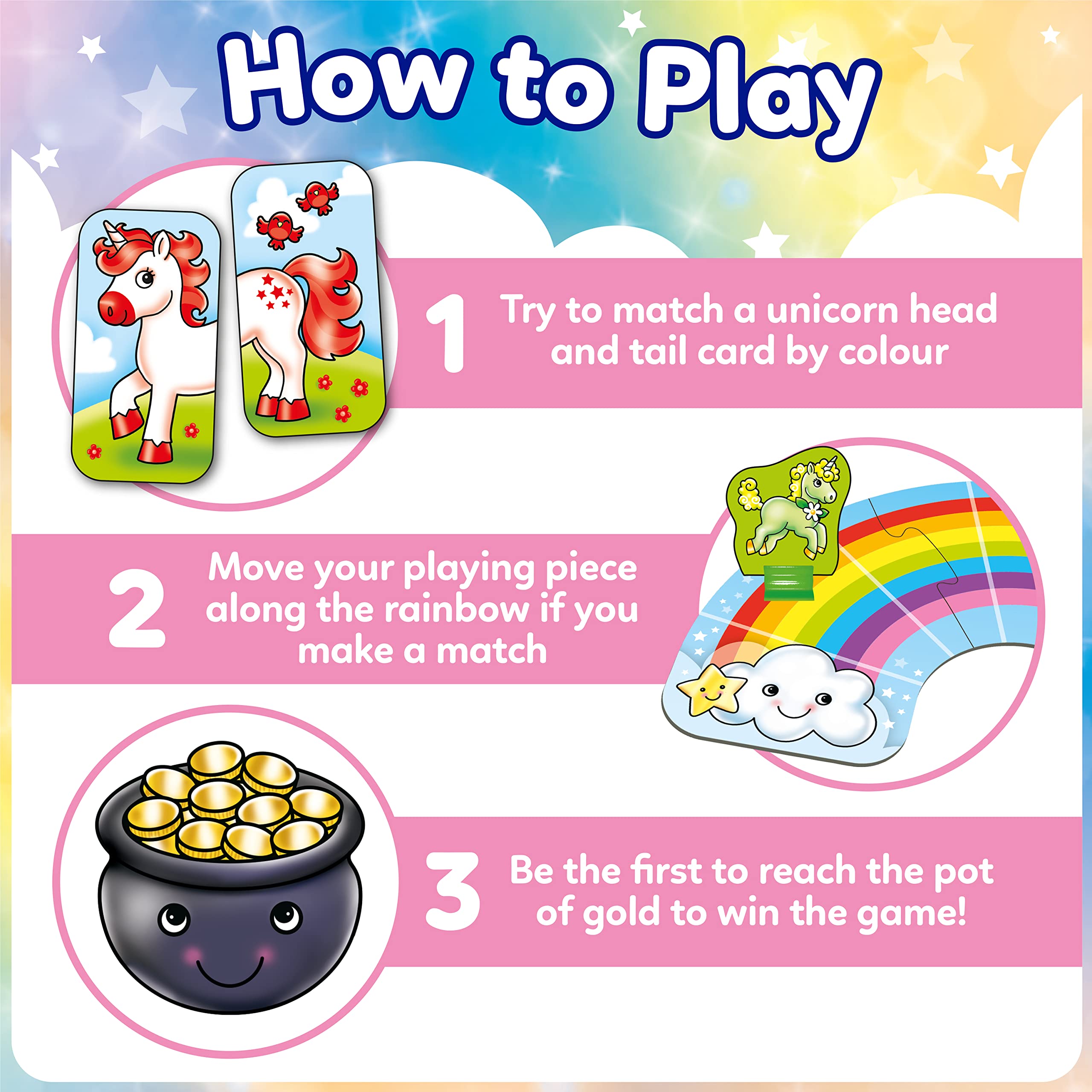 Orchard Toys Rainbow Unicorns Memory Matching Game - 2-4 Players, Ages 3+ | Colour & Matching Skills 4