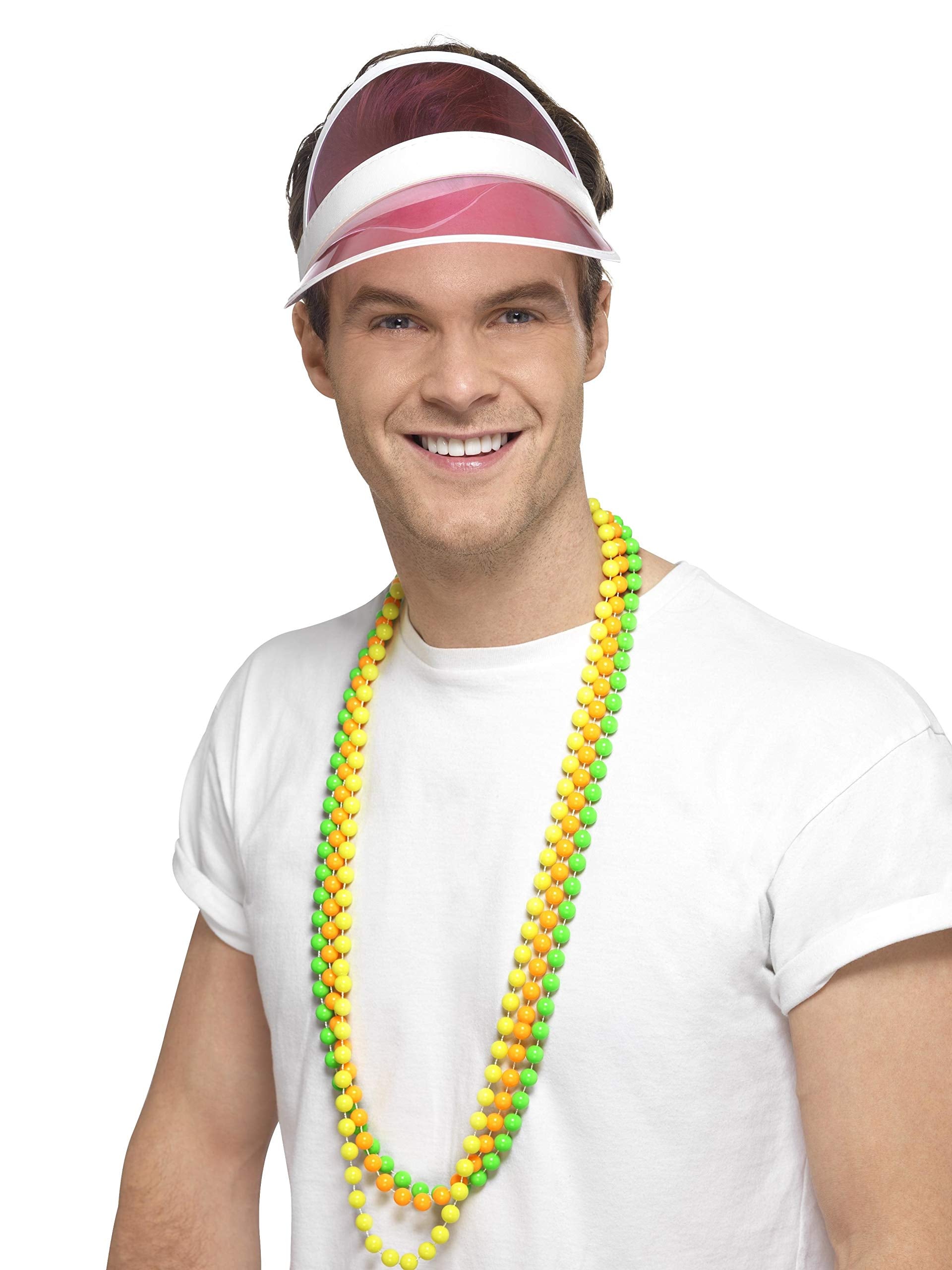 Smiffys 80s Sun Visor - Pink Retro Fancy Dress Hat for Adults 4