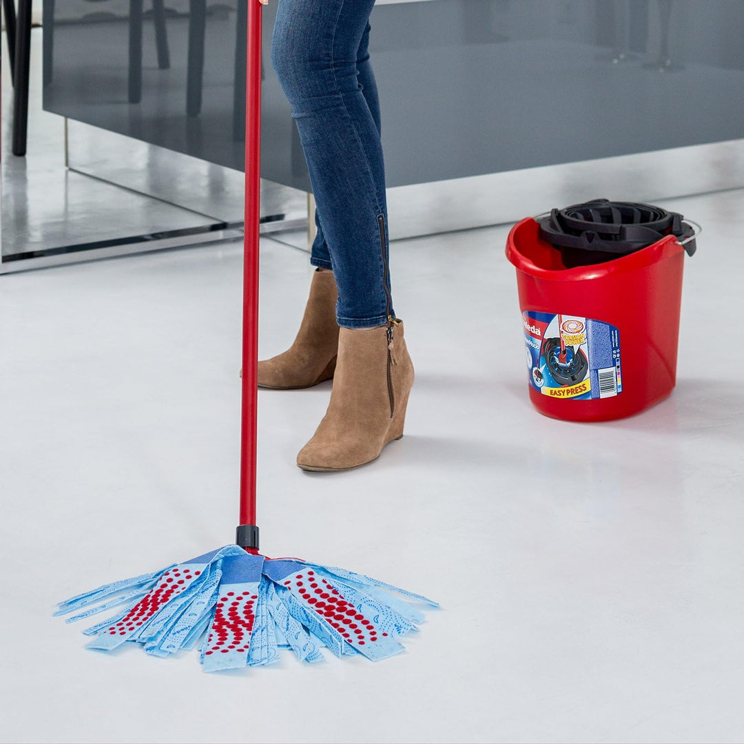 Vileda SuperMocio 3Action XL Mop and 10L Bucket with Torsion Wringer, Red/Blue