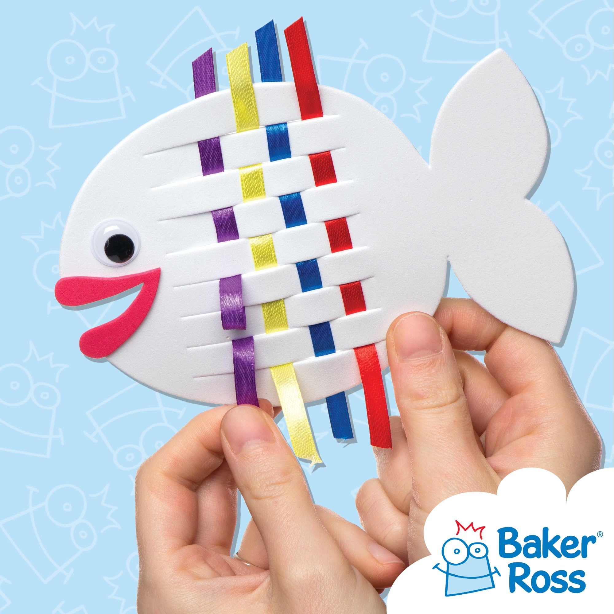 Baker Ross Rainbow Fish Weaving Craft Kits for Kids - Introduction to Weaving, 6 Pack 3