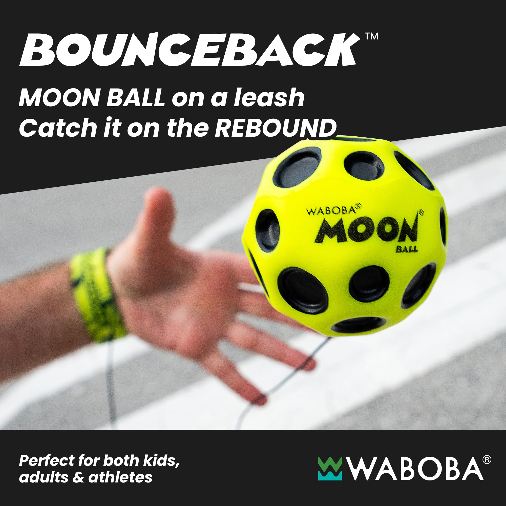 Waboba Bounceback x Returning Moon Ball - High-Bouncing Action | Yellow | 60 mm 2