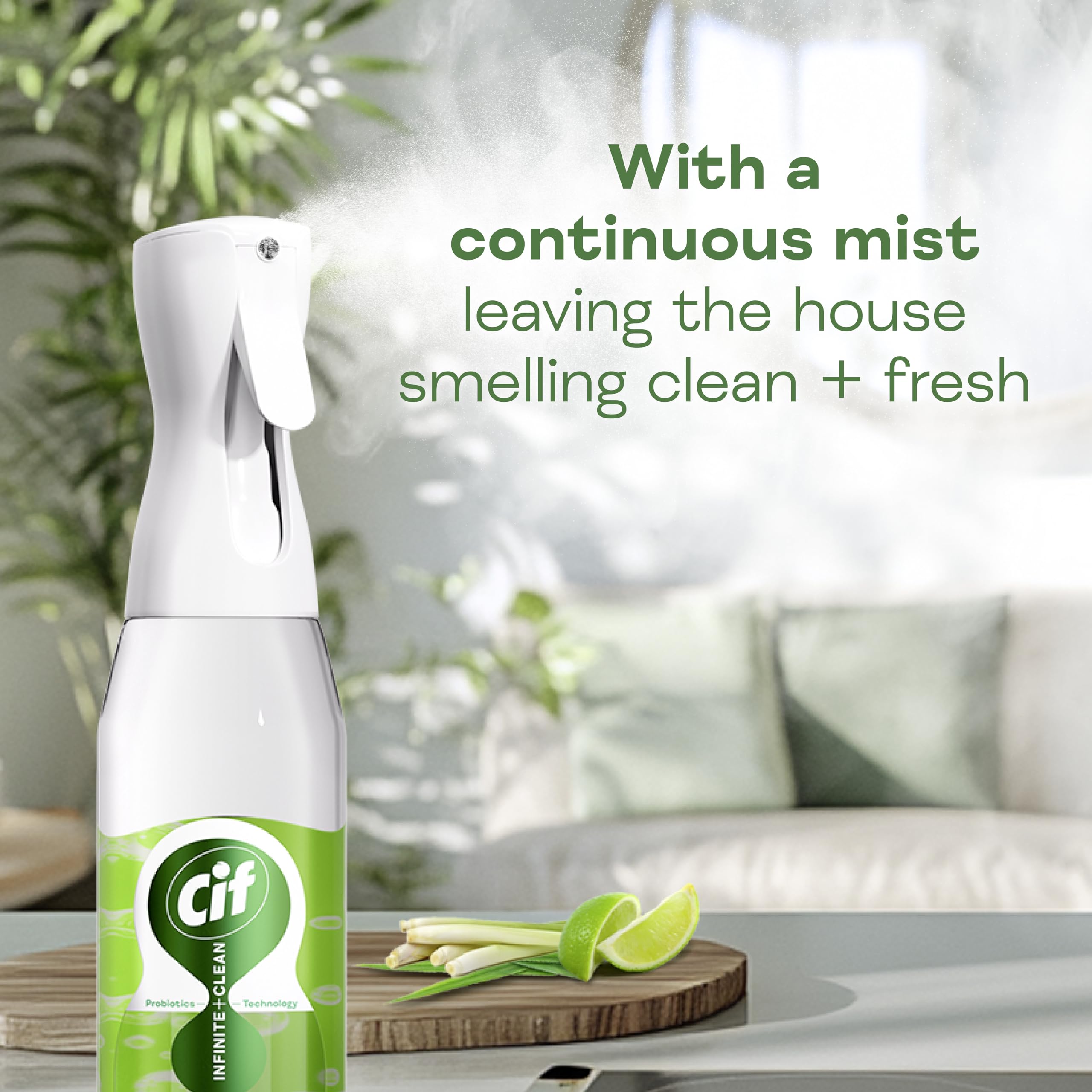 Cif Infinite Clean All-in-One Cleaner Spray Lime & Lemongrass 590 ml Probiotic Technology
