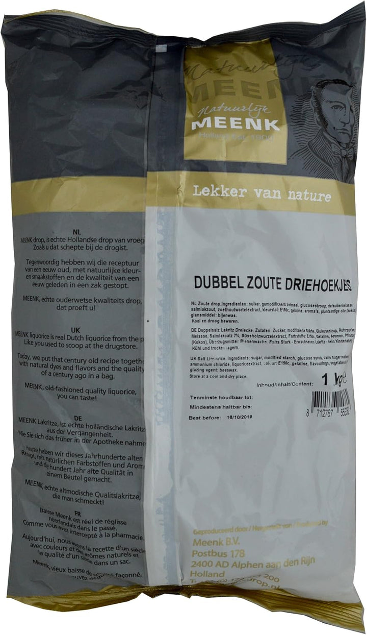 Van Vliet Dutch Double Salt Liquorice 1kg - Triangle Shaped Premium Salt Licorice Sweets