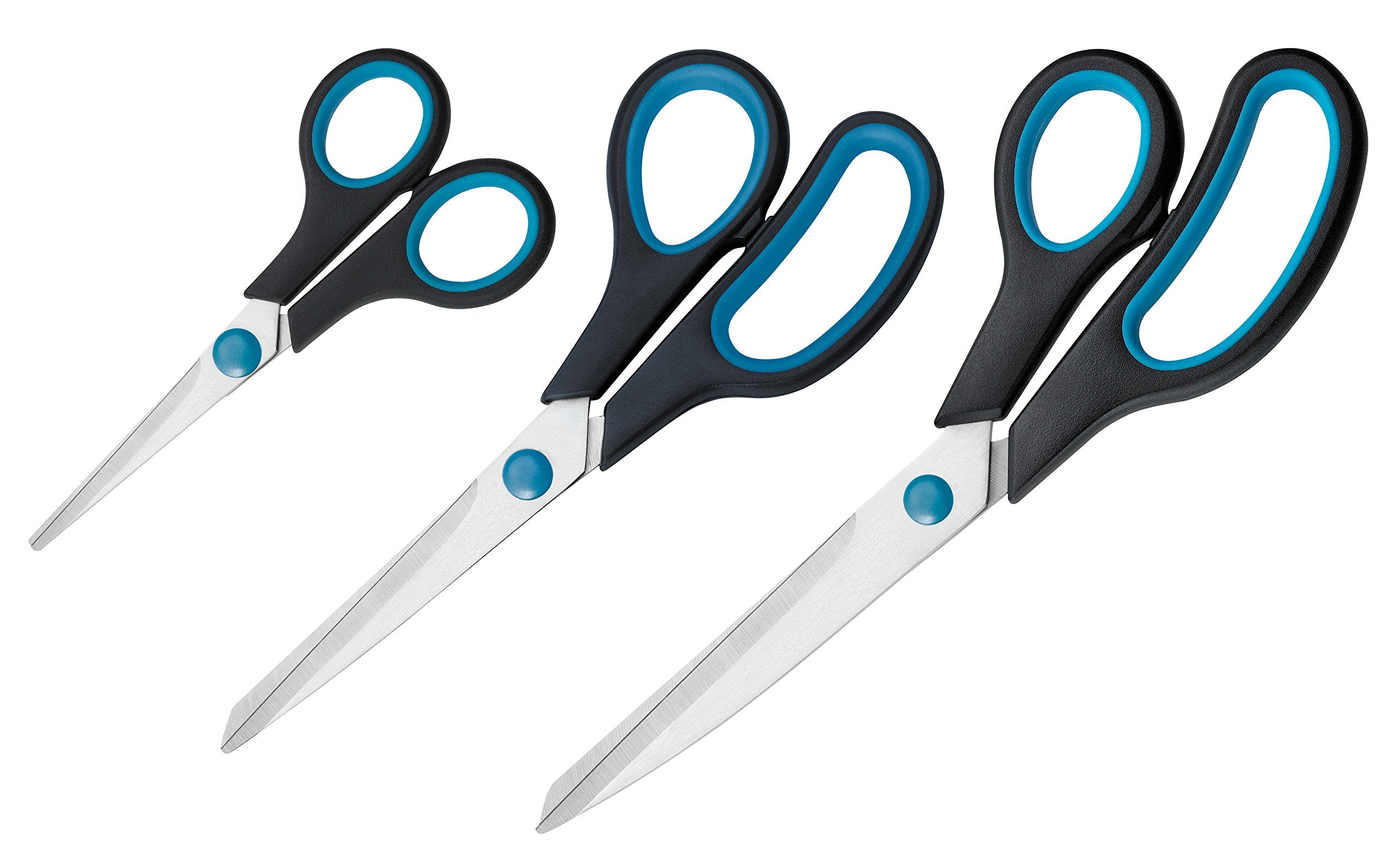 Westcott Easy Grip Scissors Set N-90027 00-I | 3 Piece Set | 13, 21, 25 cm | Stainless Steel