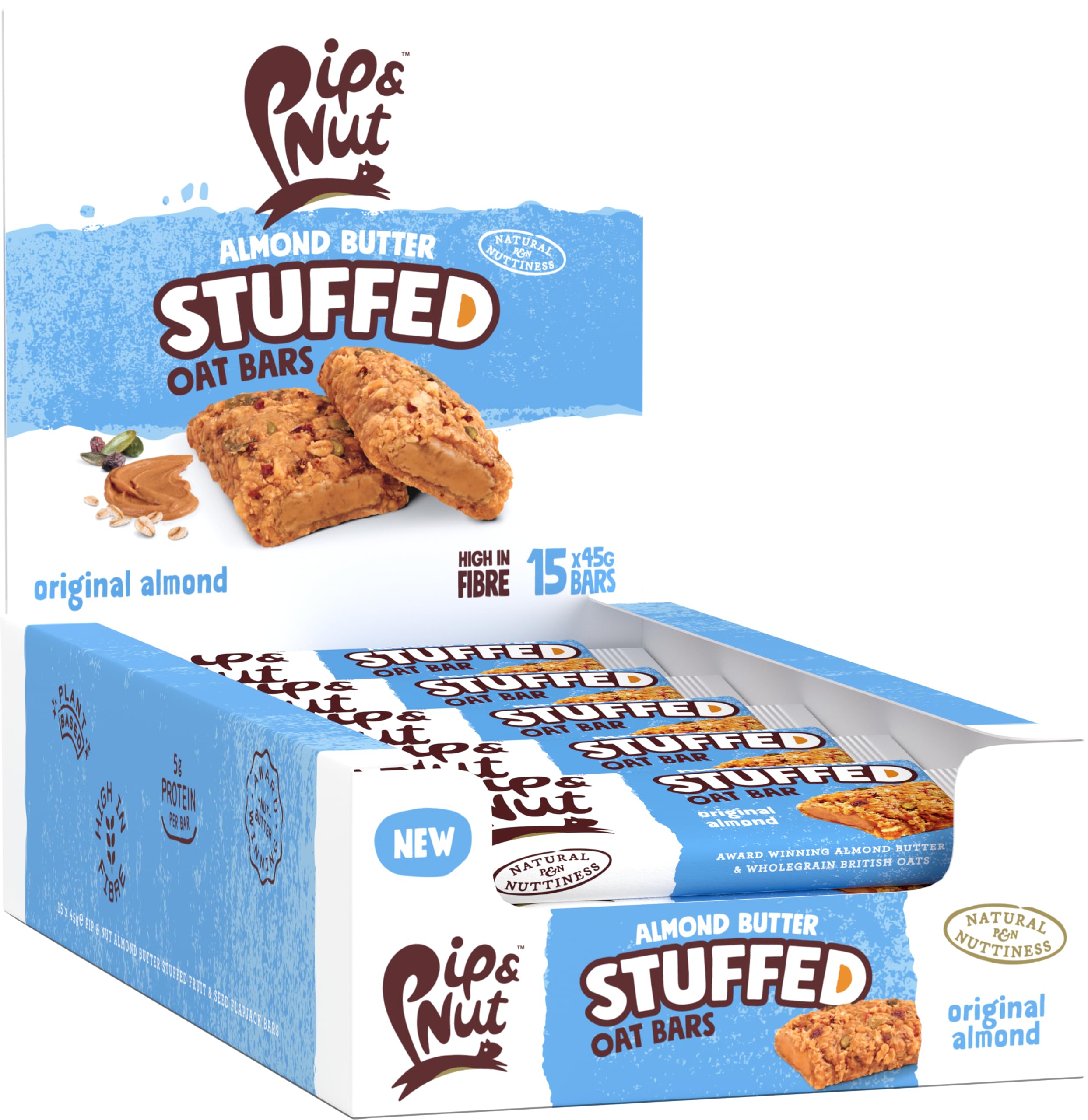 Pip & Nut Almond Butter Stuffed Original Oat Bar - High Fibre, 5g Protein, No Palm Oil 1