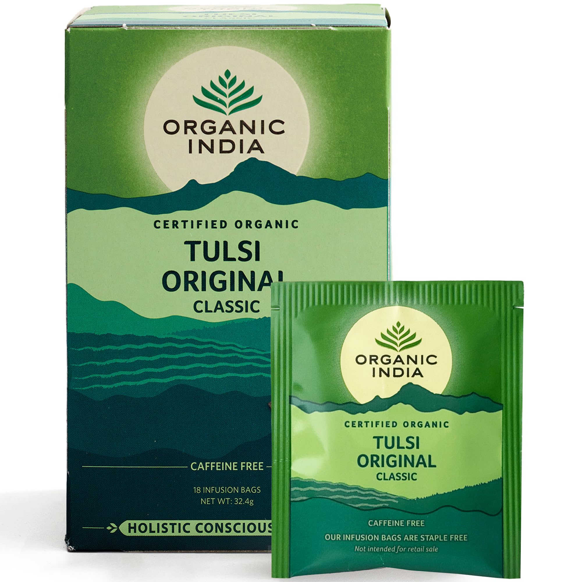 Organic India Original Tulsi Herbal Tea - Caffeine-Free, Individually Wrapped Tea Bags 1