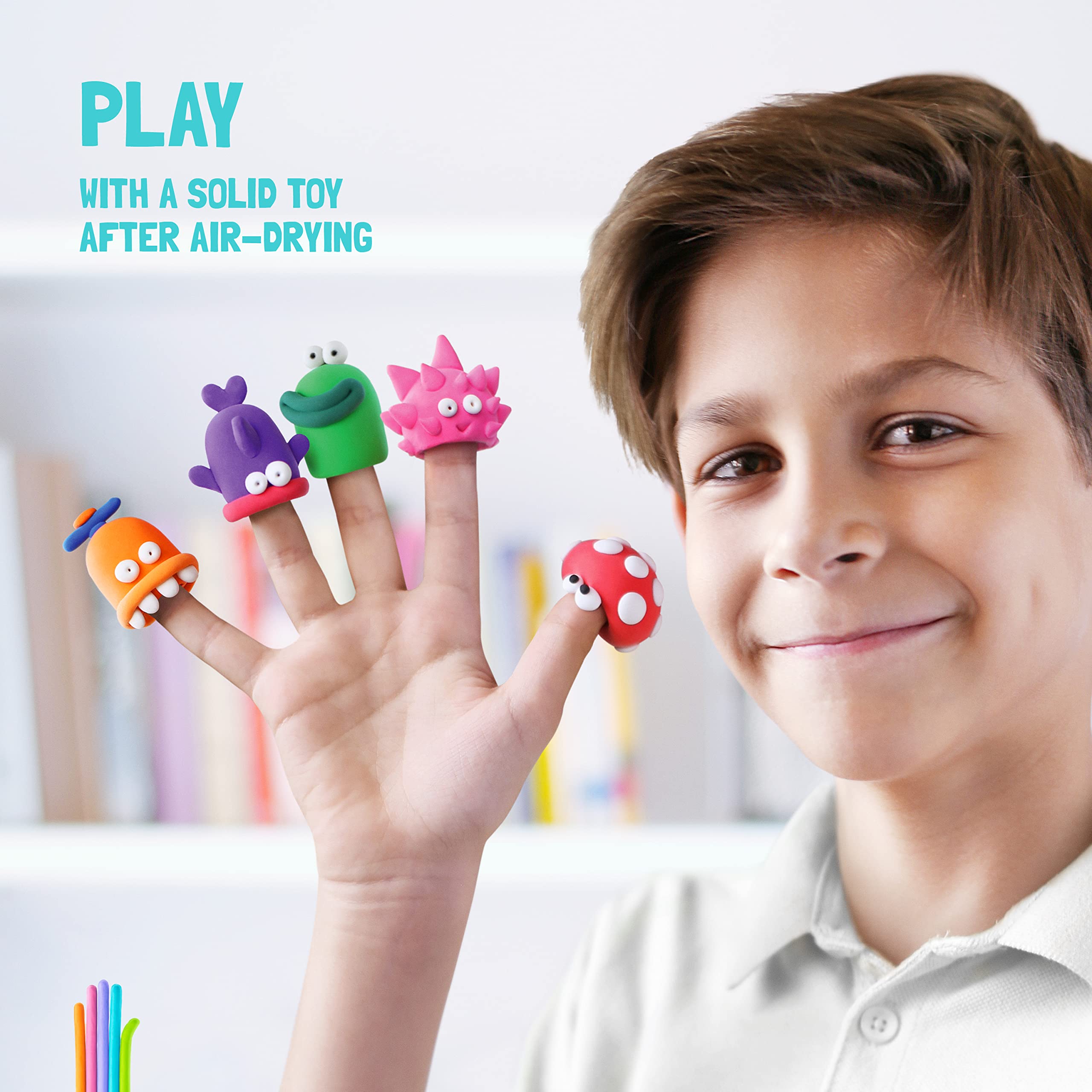 HEY CLAY Dinos Set - Air Dry Modeling Clay Kit with 15 Colors & Sculpting Tools for Kids 3+ 7
