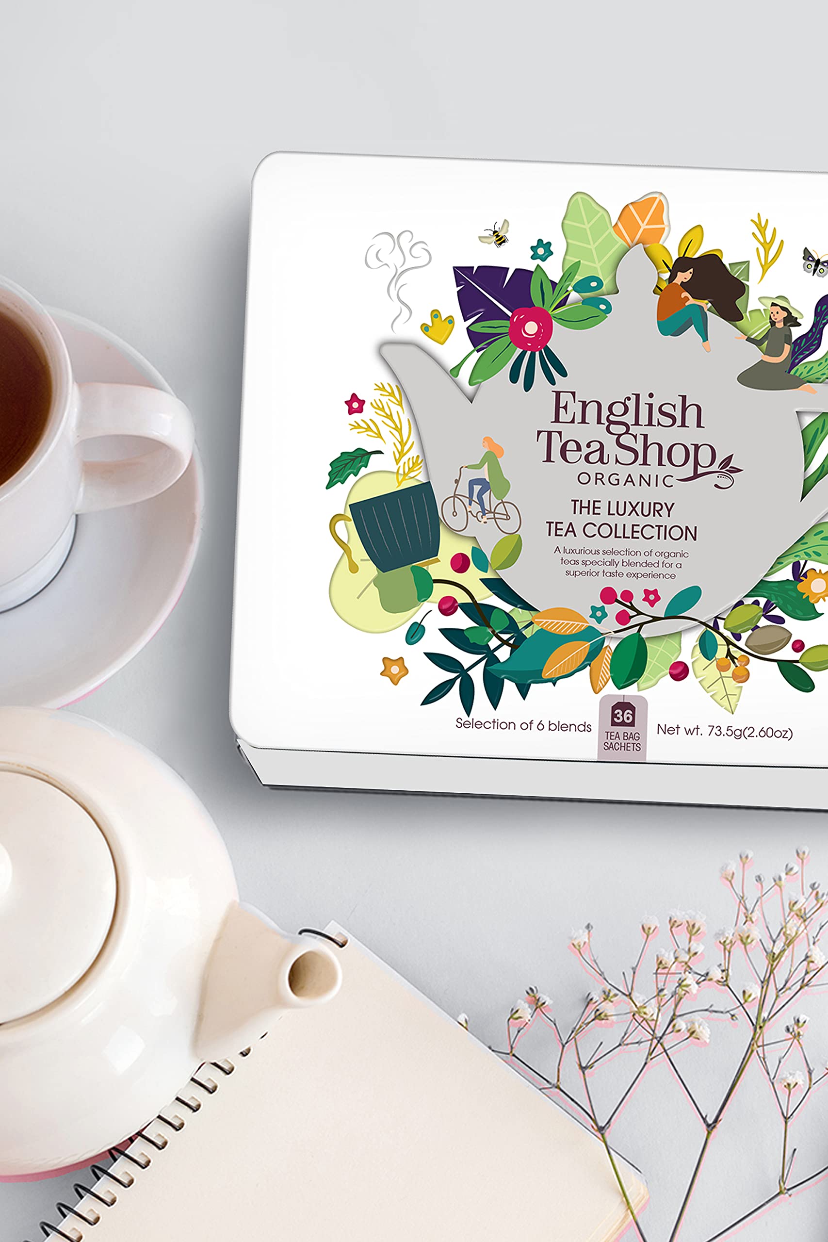 English Tea Shop Organic Luxury Gift Tin - 36 Tea Bags, 6 Varieties, Compostable Packaging 5