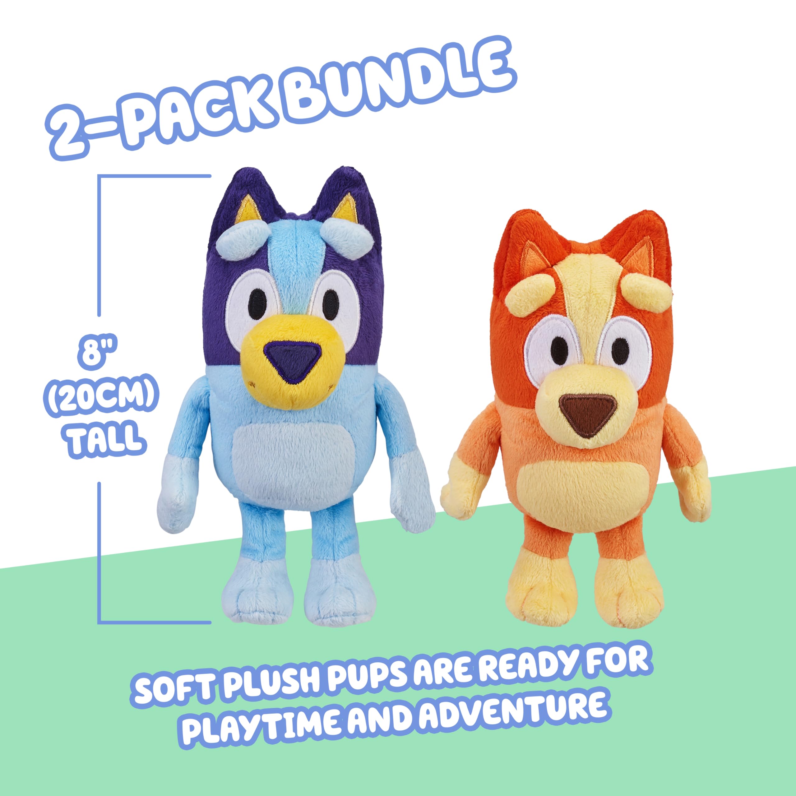 Bluey 2 Pack Plush - 8 inch Collectible Characters | Deluxe Soft Fabrics 3