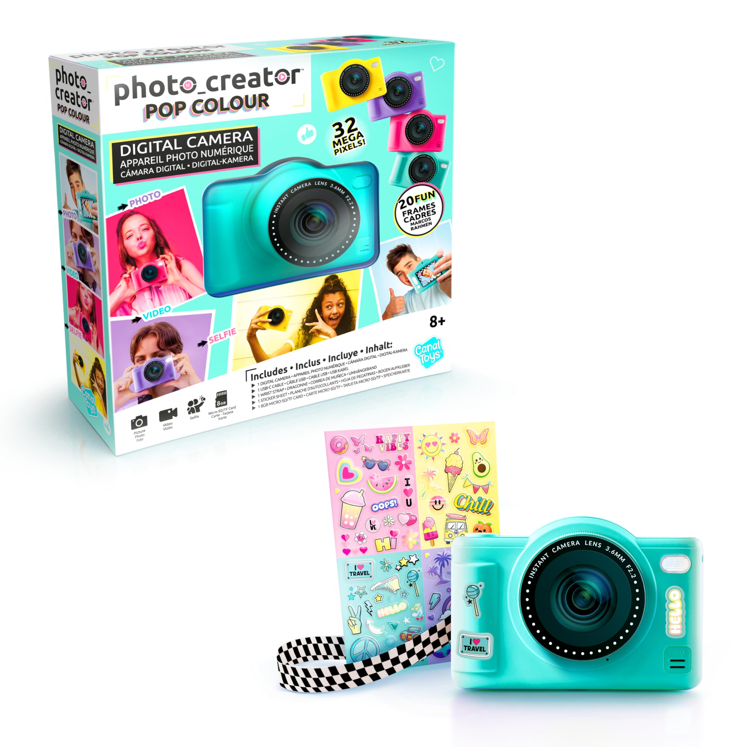 Photo Creator Pop Colour Camera Green - 32MP Kids Digital Camera with 2.4" Screen & 8GB Card 1