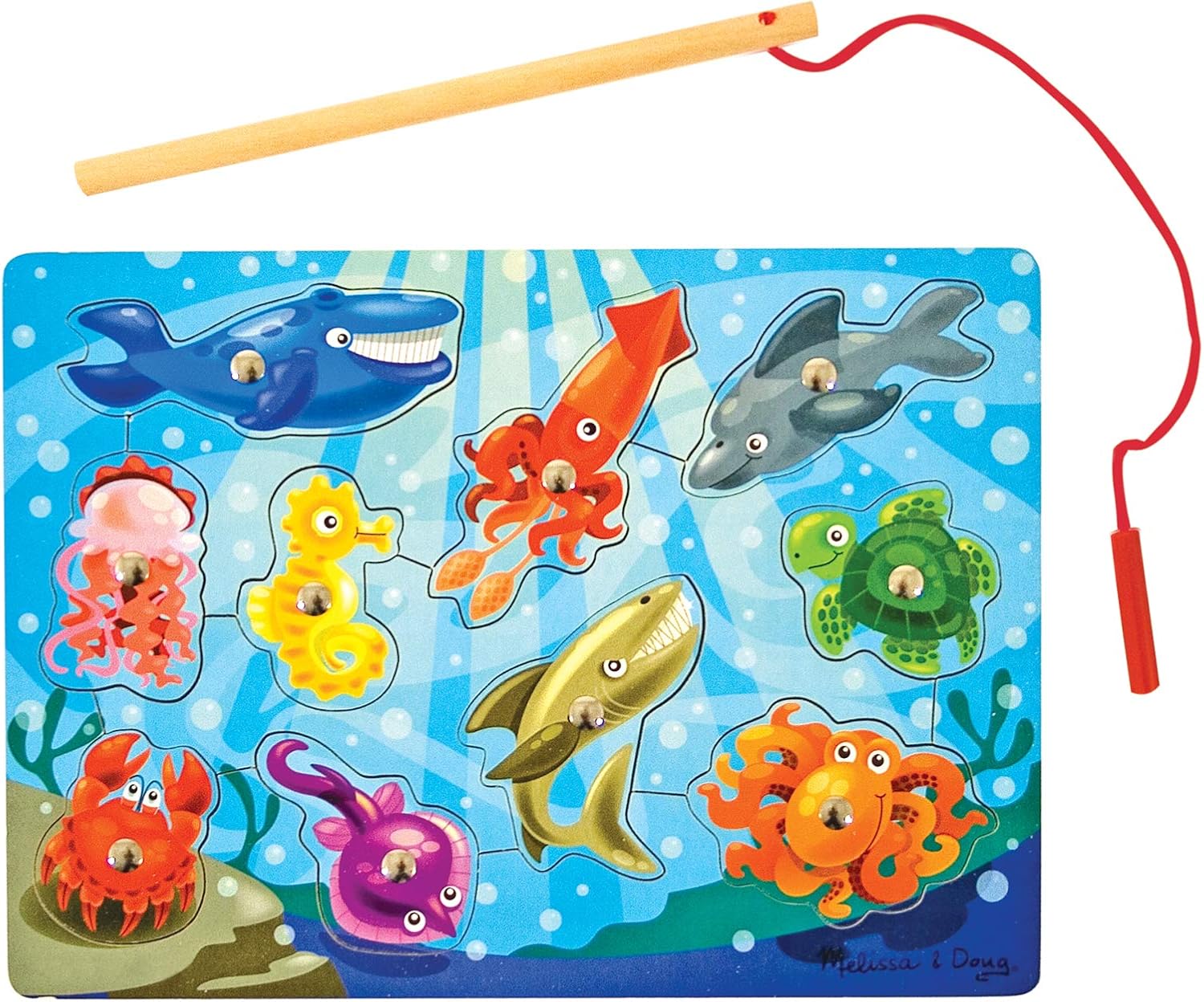 Melissa & Doug Magnetic Wooden Fishing Game - Underwater Puzzle Playset for Kids 3-8 1