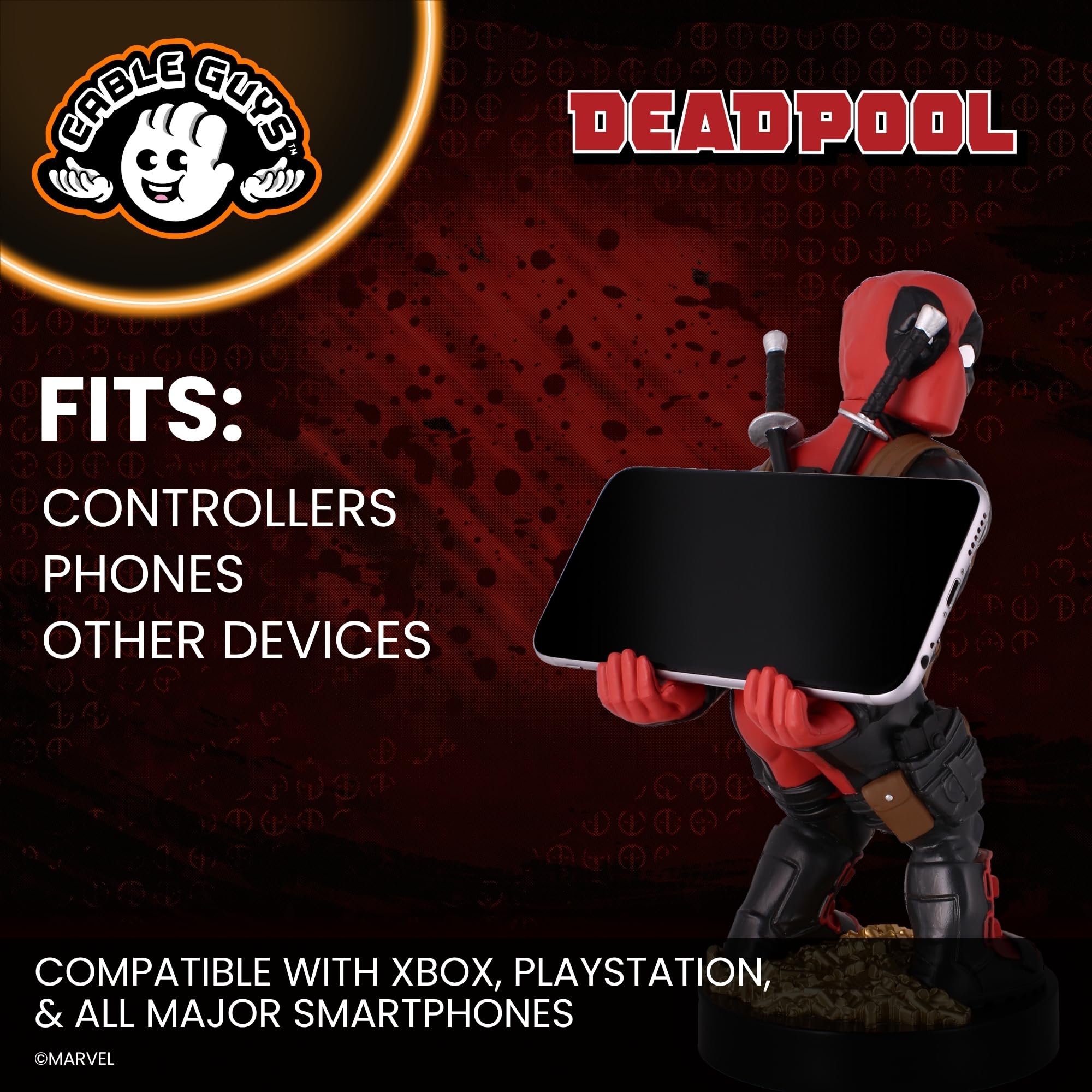 Cableguys Marvel 'Rear View Deadpool' Controller & Phone Stand | Red Silicone | 8.5 Inches Tall 6