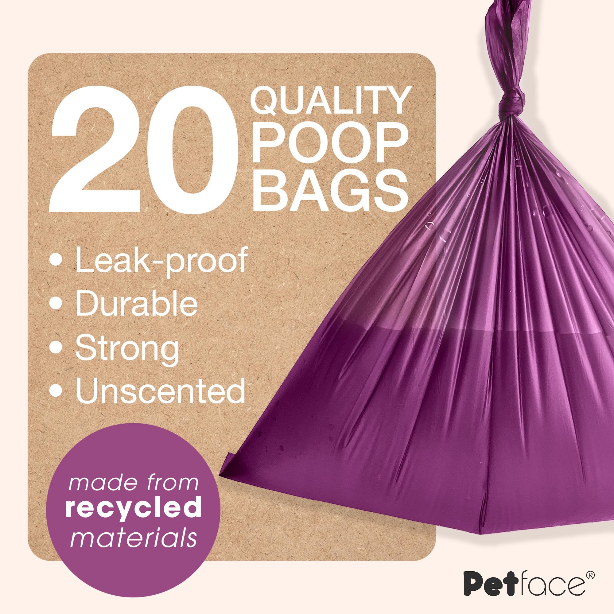 Petface Compostable Dog Poop Bag Dispenser with 20 Bags 4