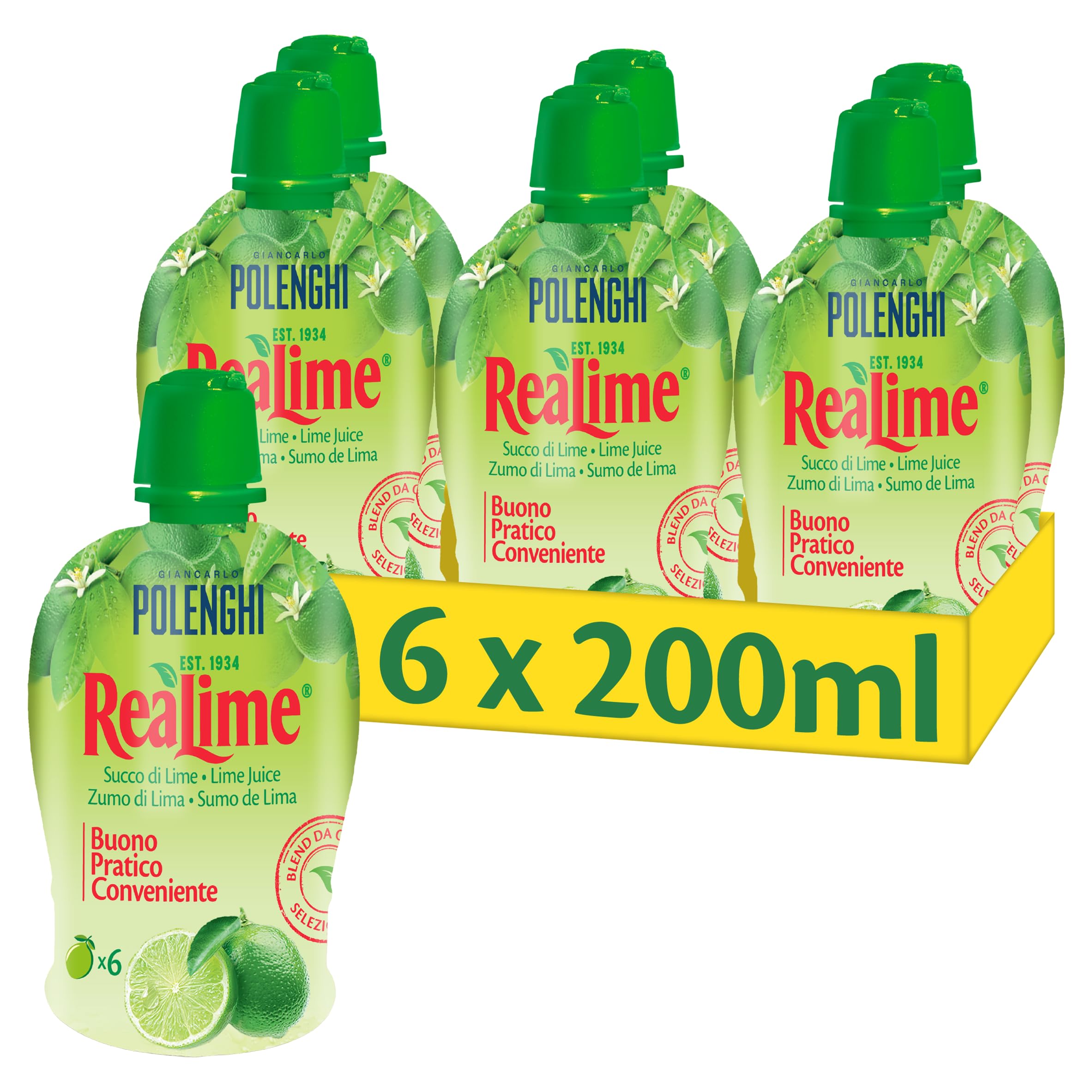 GIANCARLO POLENGHI ReaLime Lime Juice - 6 x 200ml Pack | Ready to Use | For Cooking & Drinks 1