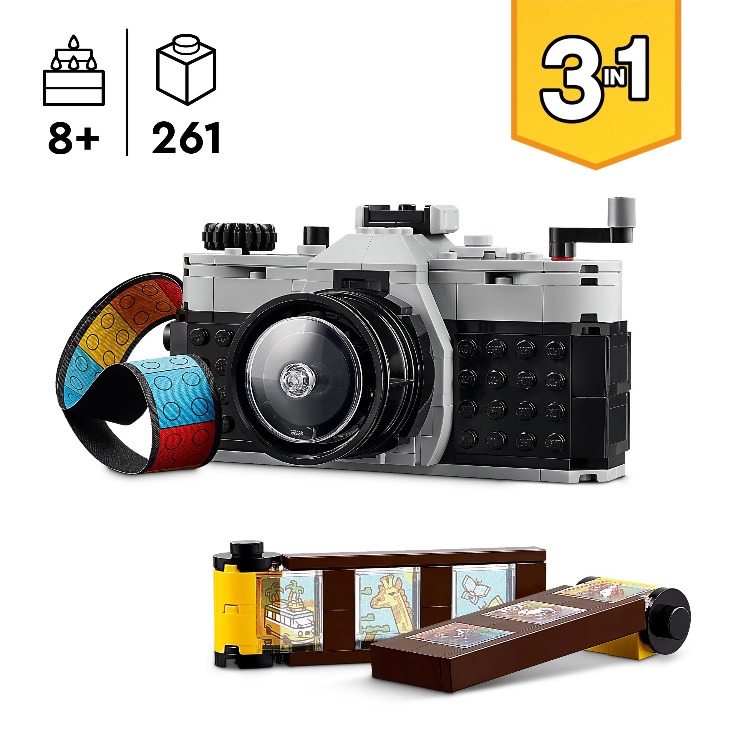 LEGO Creator 3in1 Retro Camera Building Set - Ages 8+ | 3 Models in 1 | Creative Play