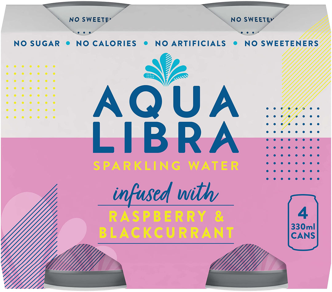 AQUA Libra - Raspberry & Blackcurrant Sparkling Water (4 x 330ml)