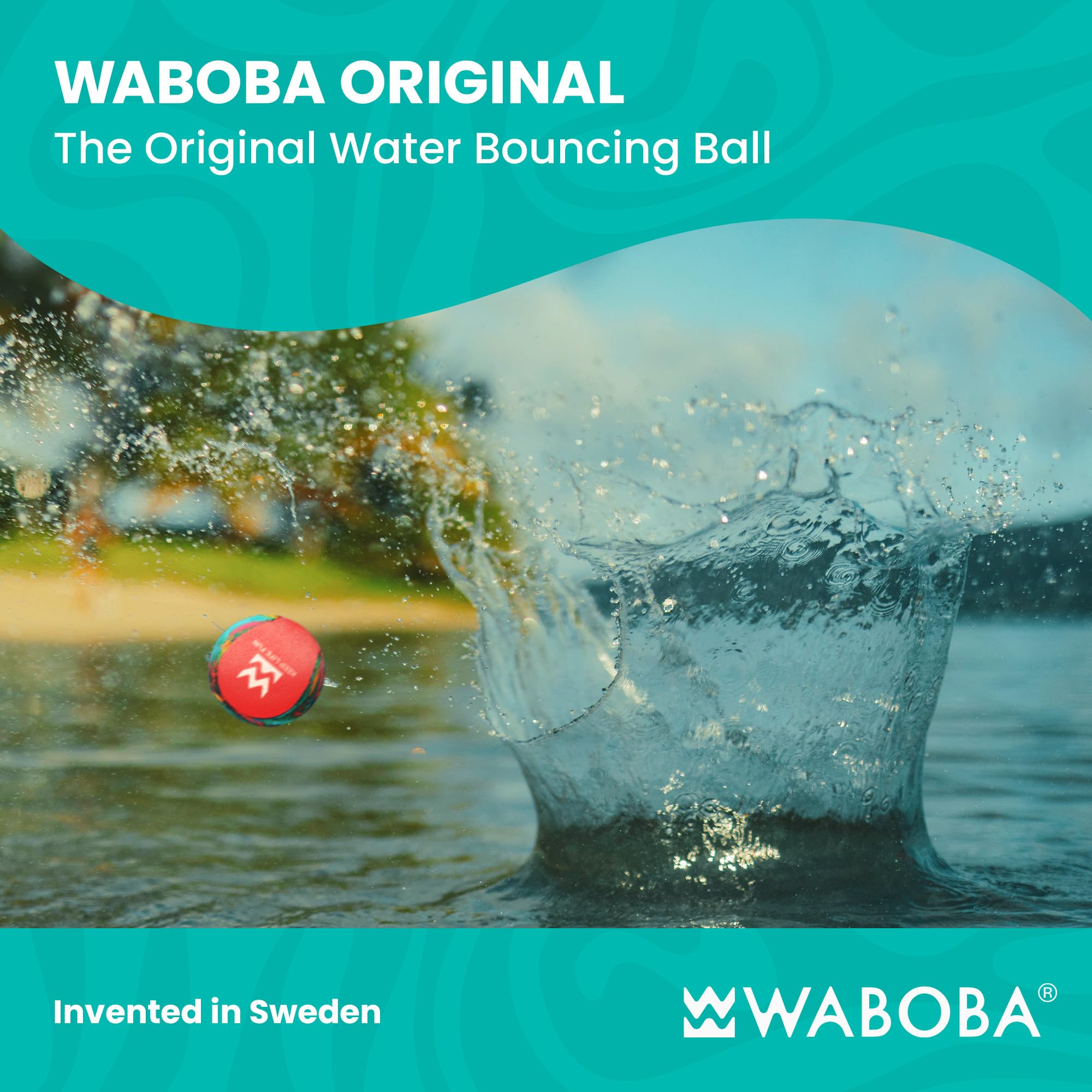 Waboba Original Water Jump Ball - Bounces on Water | Gel Core | Neon Abstract