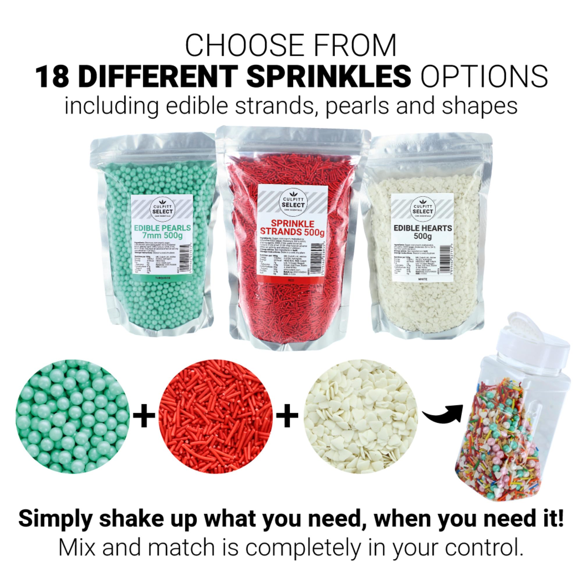 Culpitt Select Red Sugar Strands - Cake Sprinkle Decorations for Cakes, Cupcakes, Cookies, Ice Cream | 500g 10