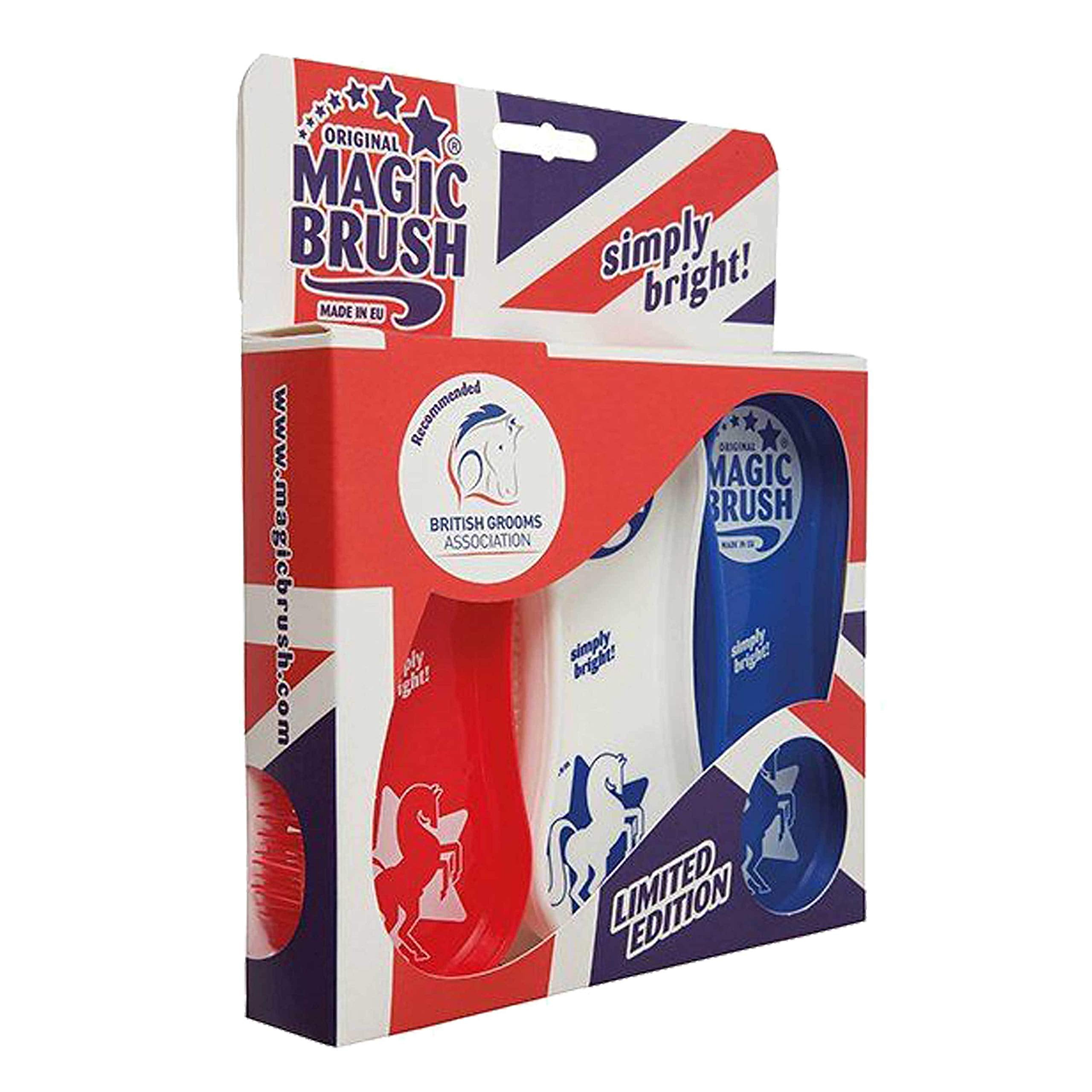 Kerbl MagicBrush Special Edition Horse Brush - Detangling, Nylon | White/Red/Blue