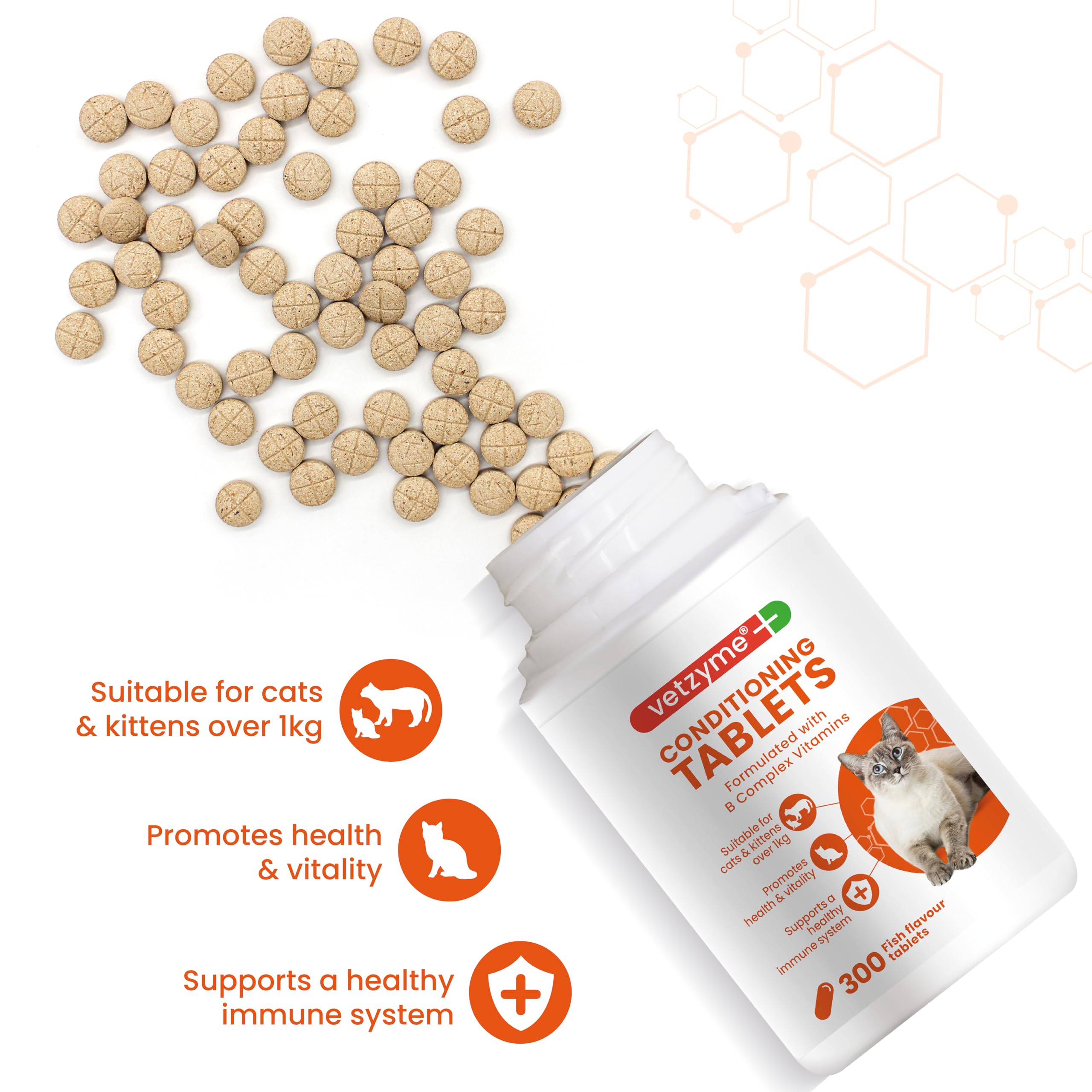 Vetzyme Conditioning Tablets for Cats and Kittens - Multivitamin Supplement | 300 Tablets 2