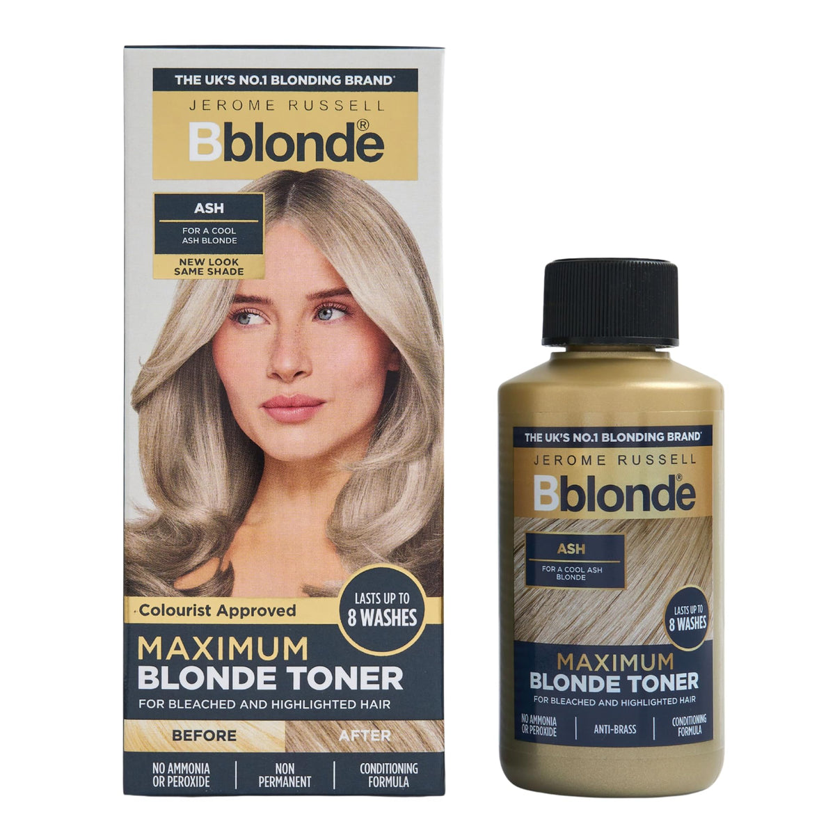 Jerome Russell Bblonde Ash Maximum Blonde Toner - Neutralises Yellow & Brassy Tones | Vegan Formula | 75ml