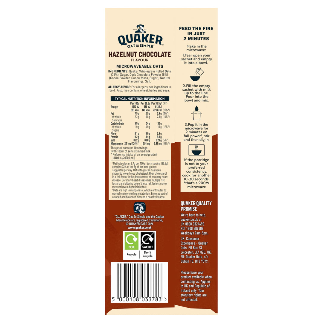 Quaker Hazelnut Chocolate 10pk
