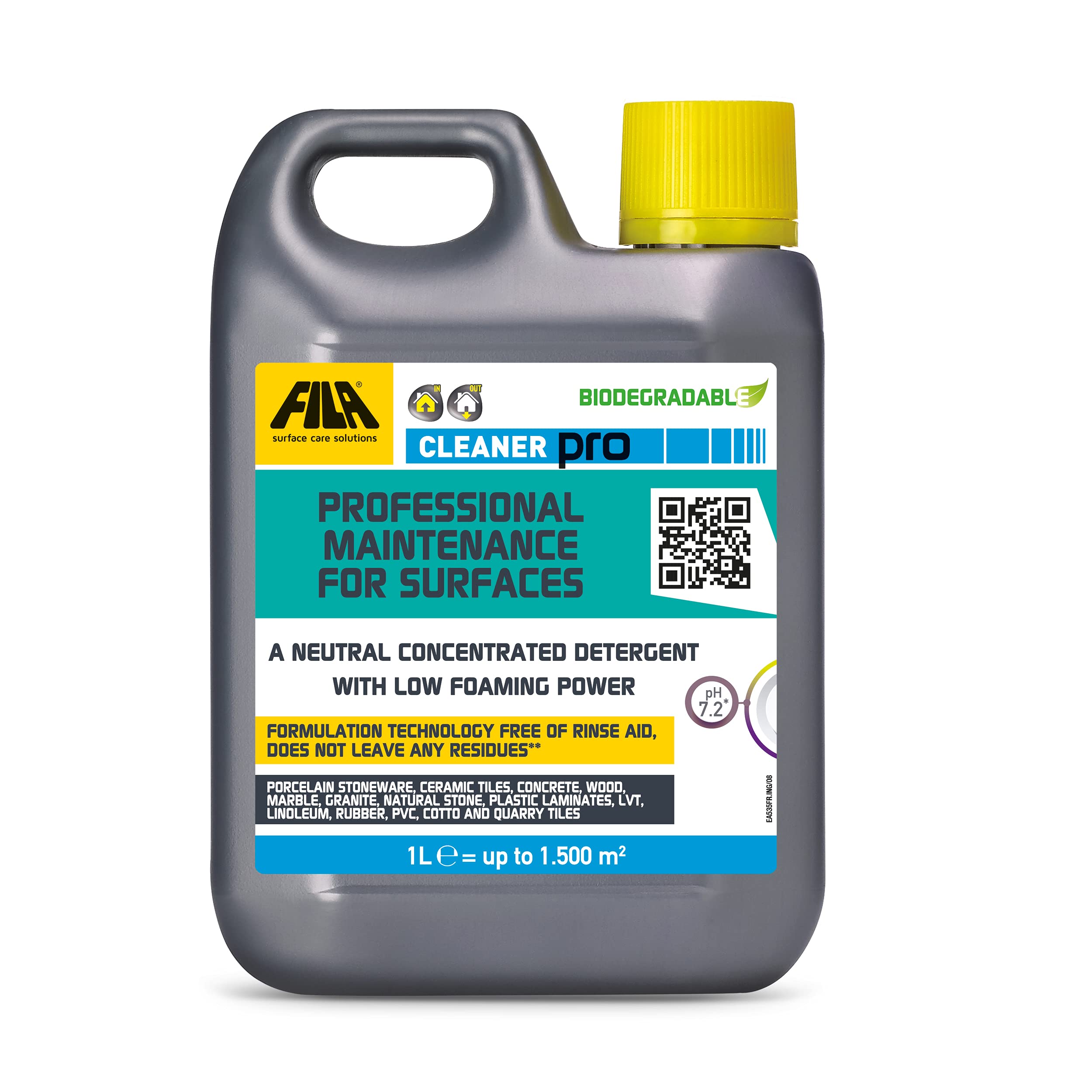 FILA Surface Care Solutions CLEANER PRO - Concentrated Neutral Detergent | 1L Lemon Scent
