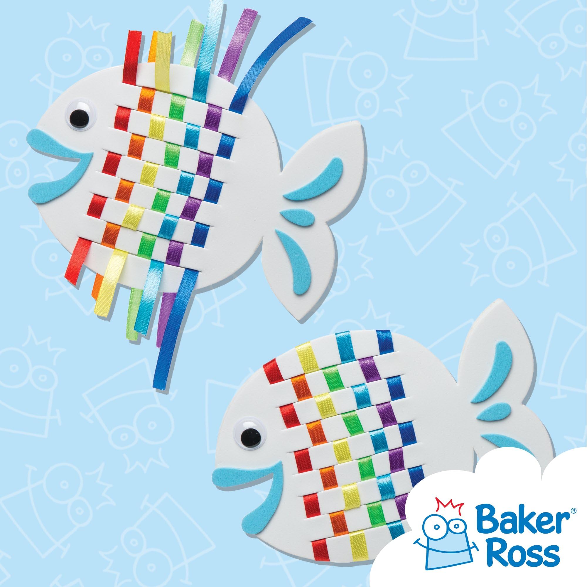 Baker Ross Rainbow Fish Weaving Craft Kits for Kids - Introduction to Weaving, 6 Pack 4