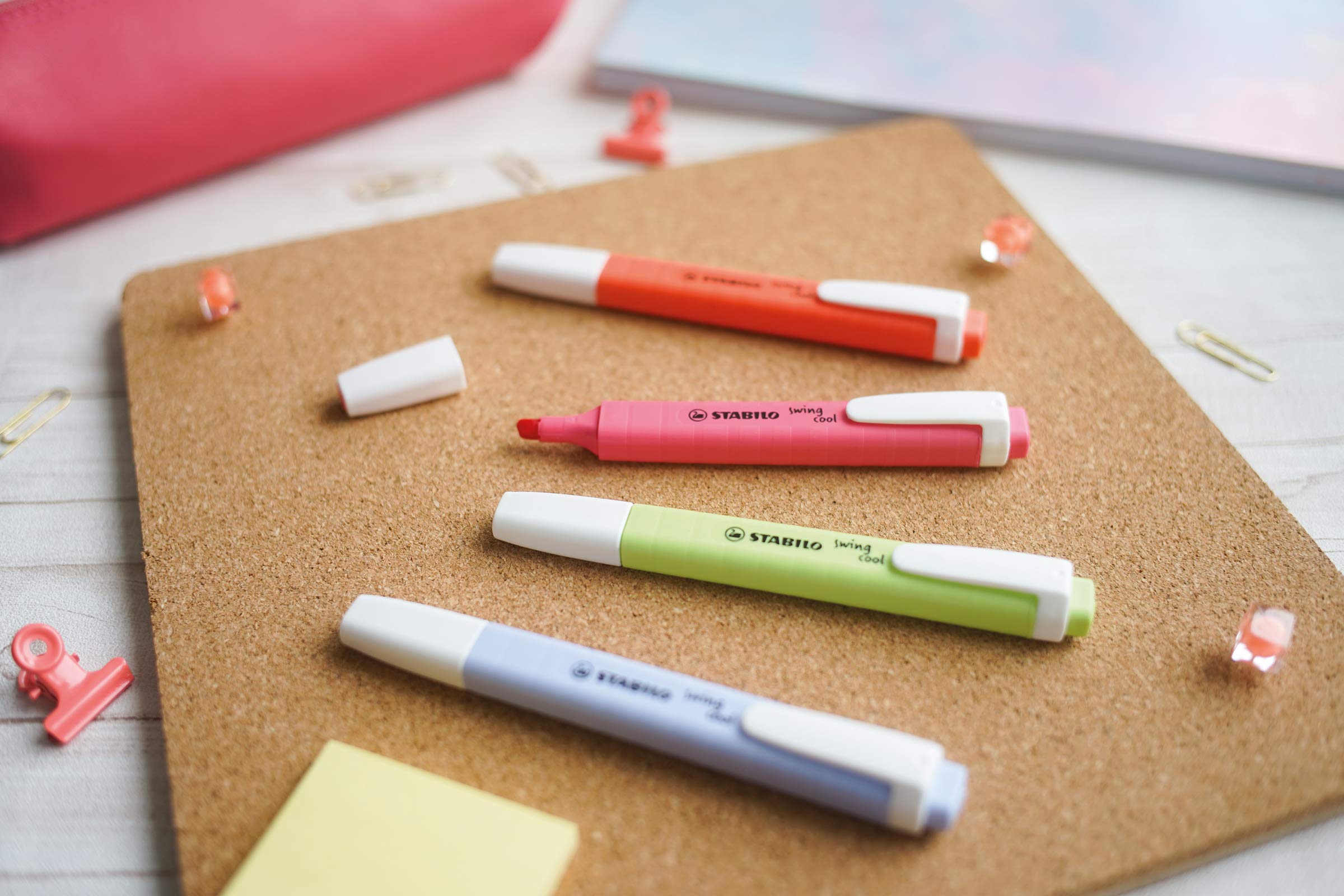 STABILO swing cool Pastel Highlighters - Pack of 8 | 4 Hour Cap-Off Time | 1mm & 4mm Line Widths 5