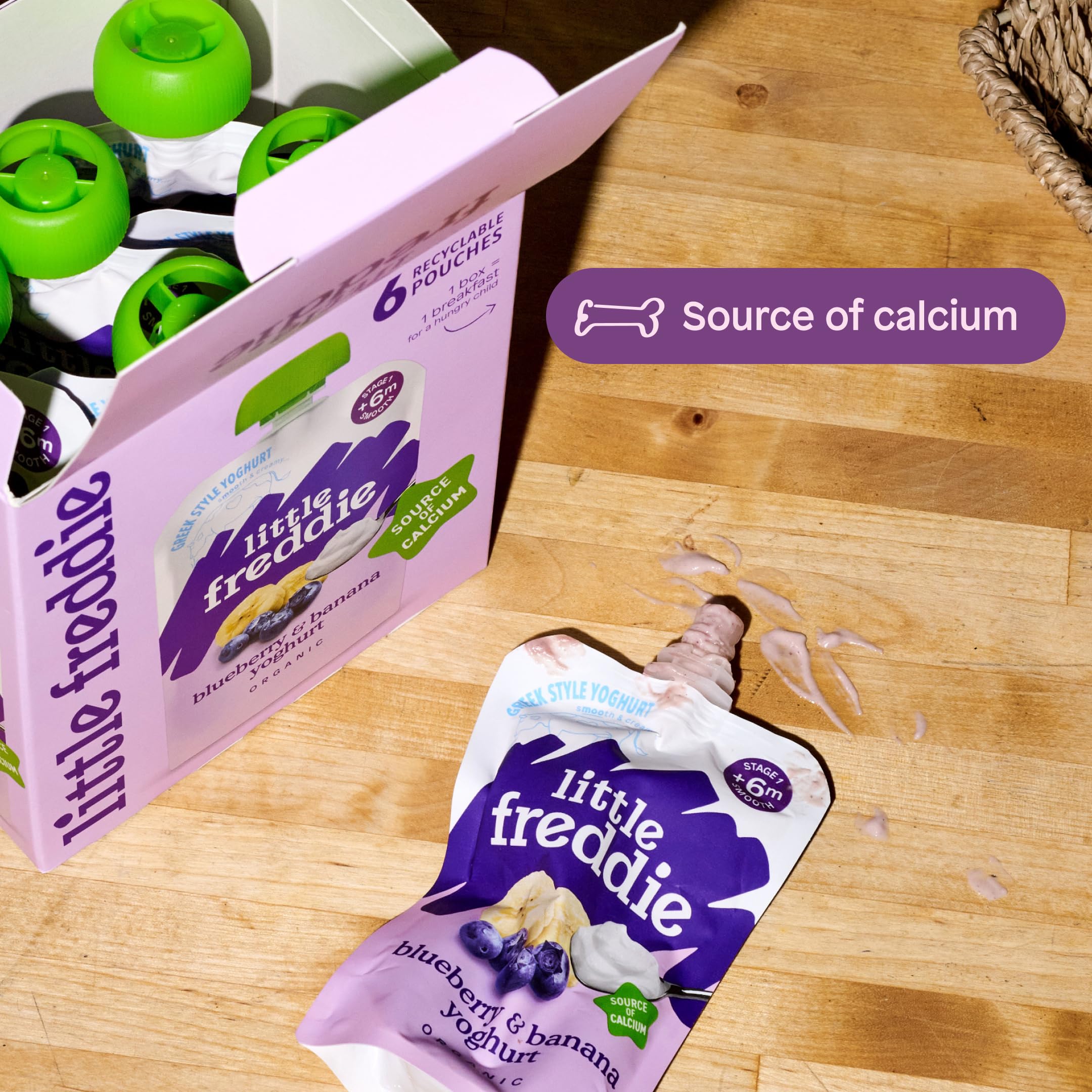 Little Freddie Organic Blueberry & Banana Yoghurt Pouches - 18 x 100g Bundle 4