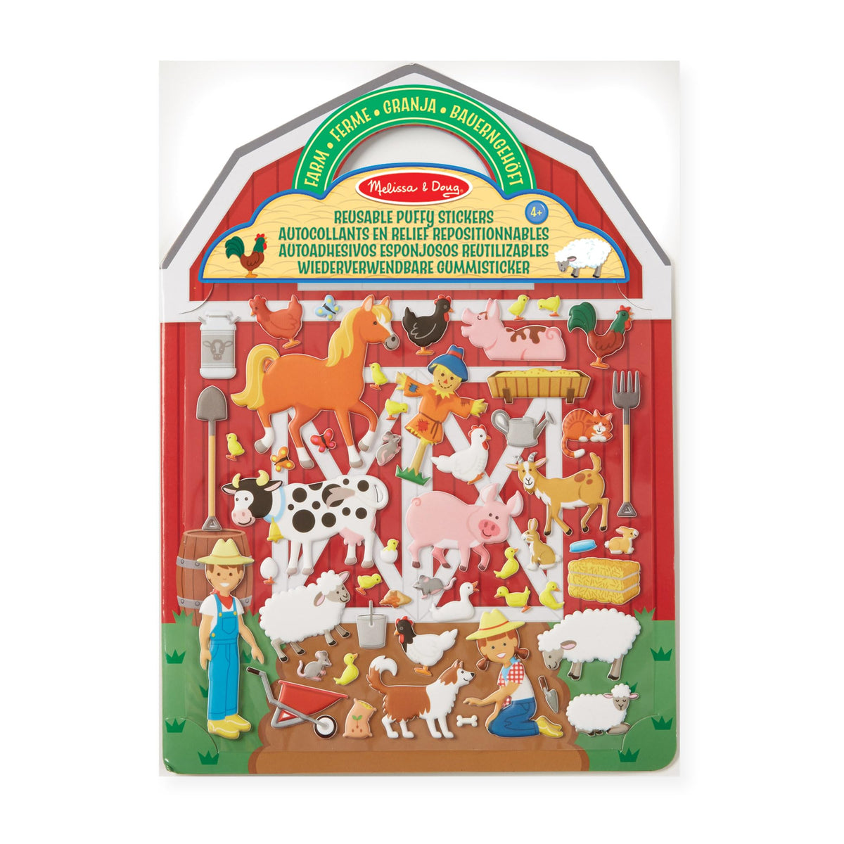 Melissa & Doug Reusable Puffy Stickers - Farm Activity Pad | 52 Stickers | Ages 3+