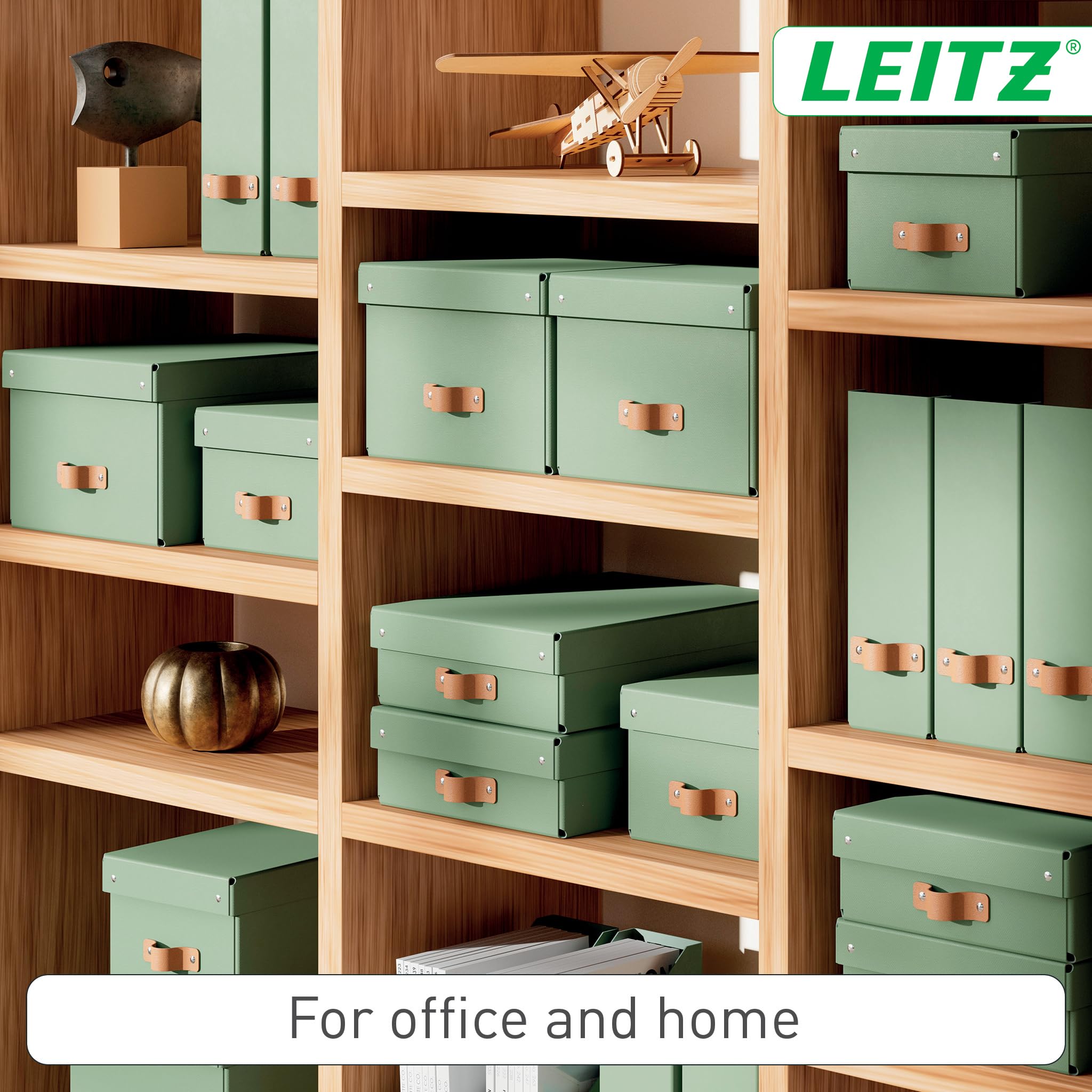 Leitz Puro Magazine File - Set of 2 Durable A4 Holders, Sage Green, 900 Sheet Capacity