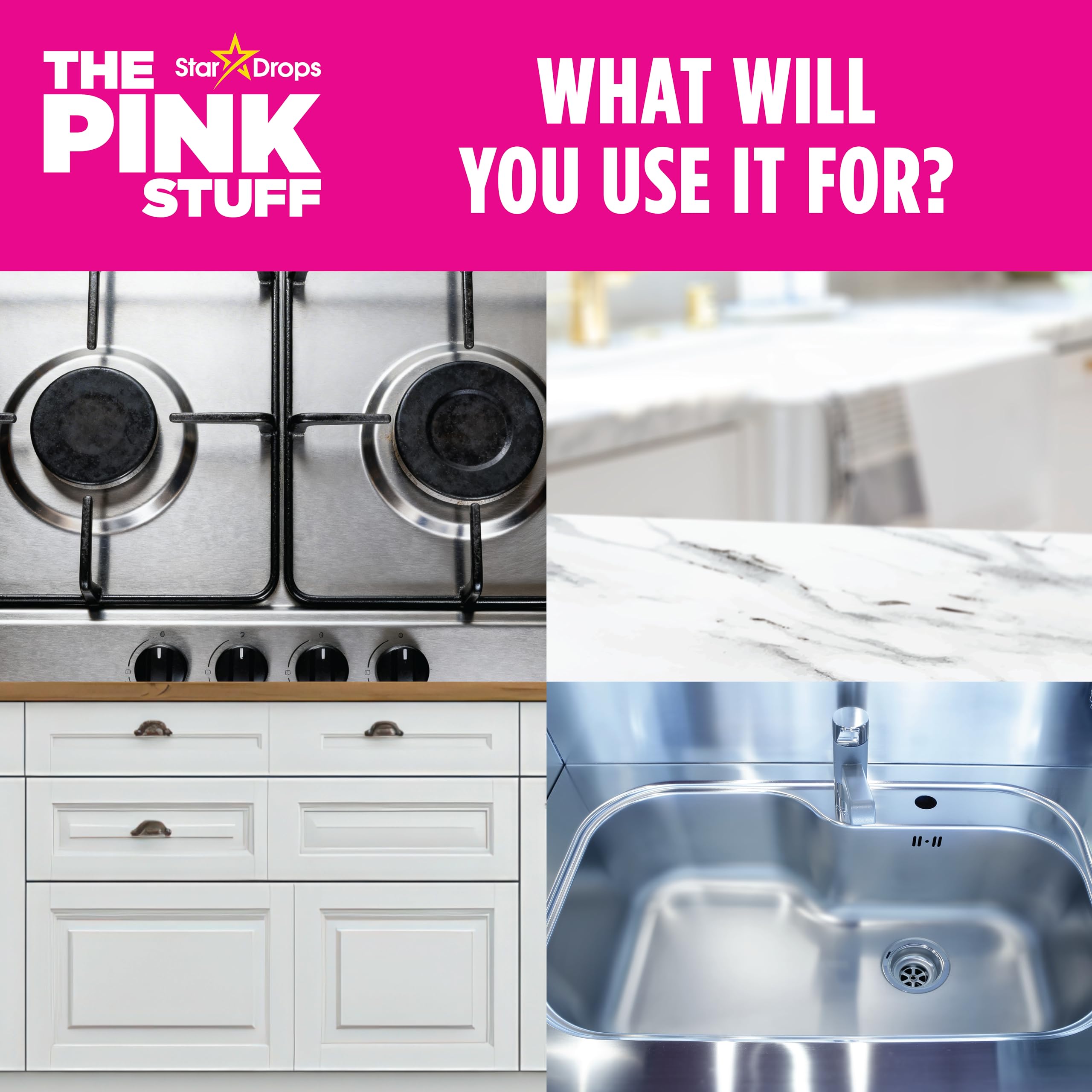 Stardrops The Pink Stuff Platinum Kitchen Cleaner Spray - Cuts Grease & Grime | 750ml | Wild Rhubarb & Dragonfruit Scent 7
