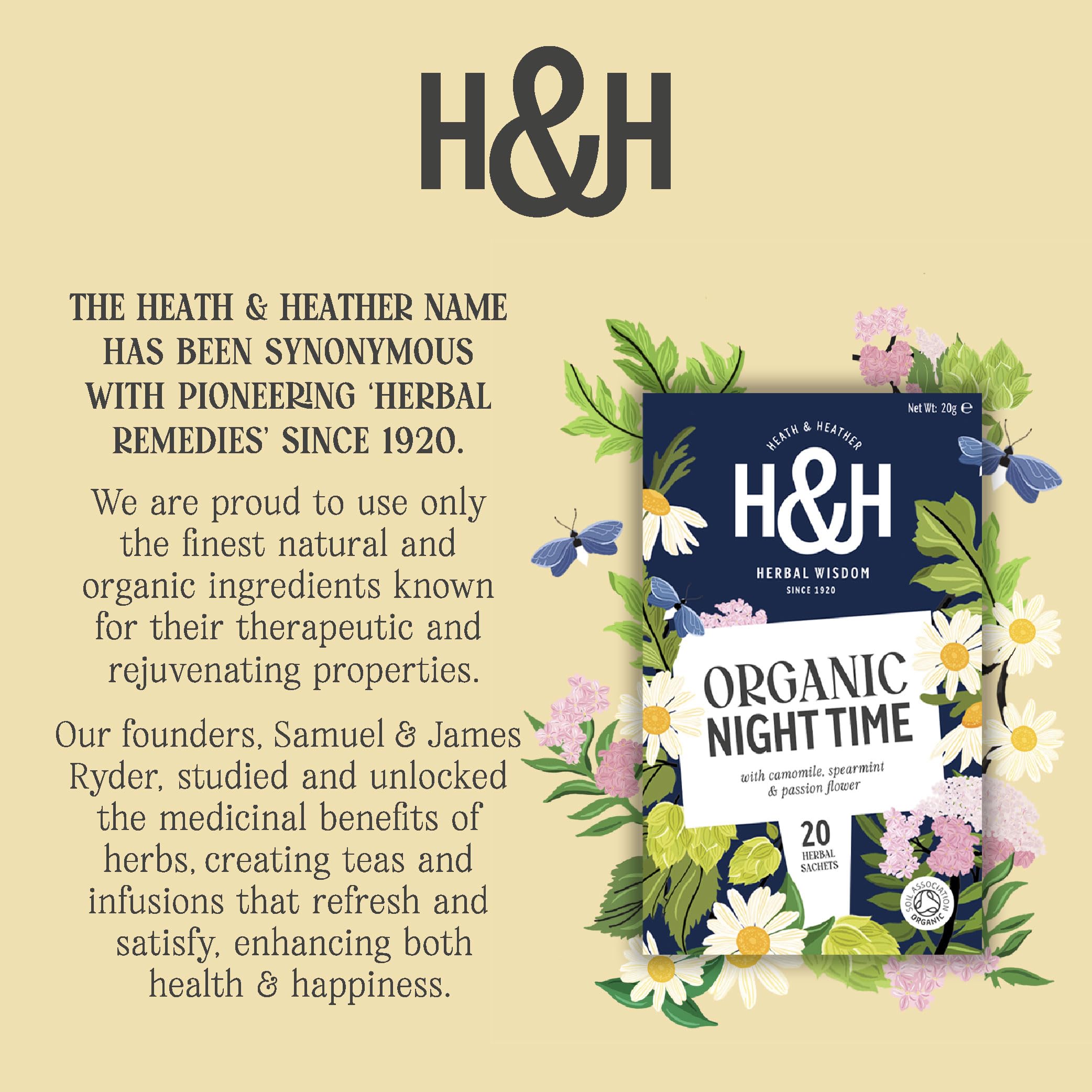 Heath & Heather Organic Soft & Sleepy Night Time Tea Bags (6 x 20) - 120 Total Herbal Tea Infusions with Camomile, Valerian & Hops 9