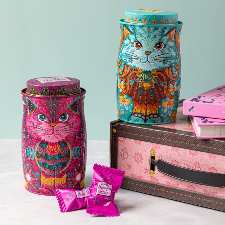 Monty Bojangles Choccy Scoffy Cat Tin - Cocoa Dusted Chocolate Truffles, Persian Pink Cat