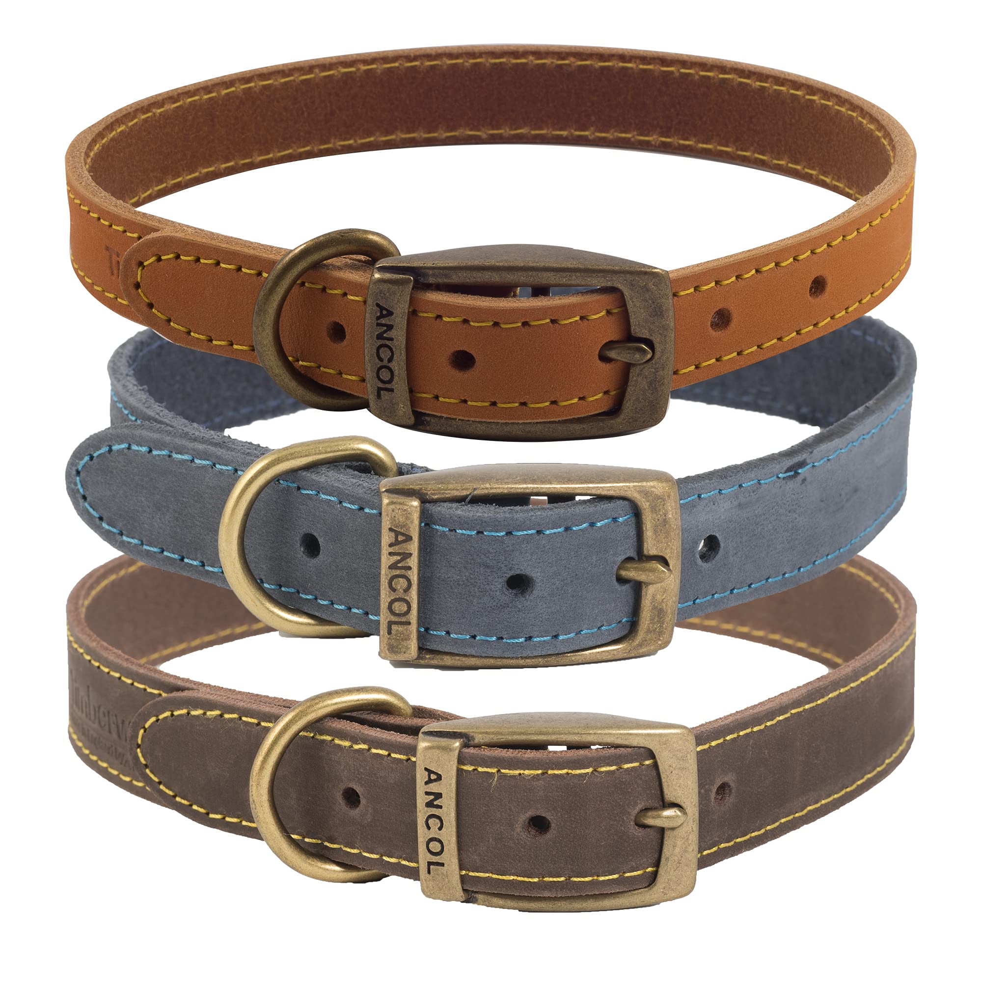 Ancol Timberwolf Leather Collar Sable Size 5 - 39-48 cm Neck | 2.2 cm Width 3