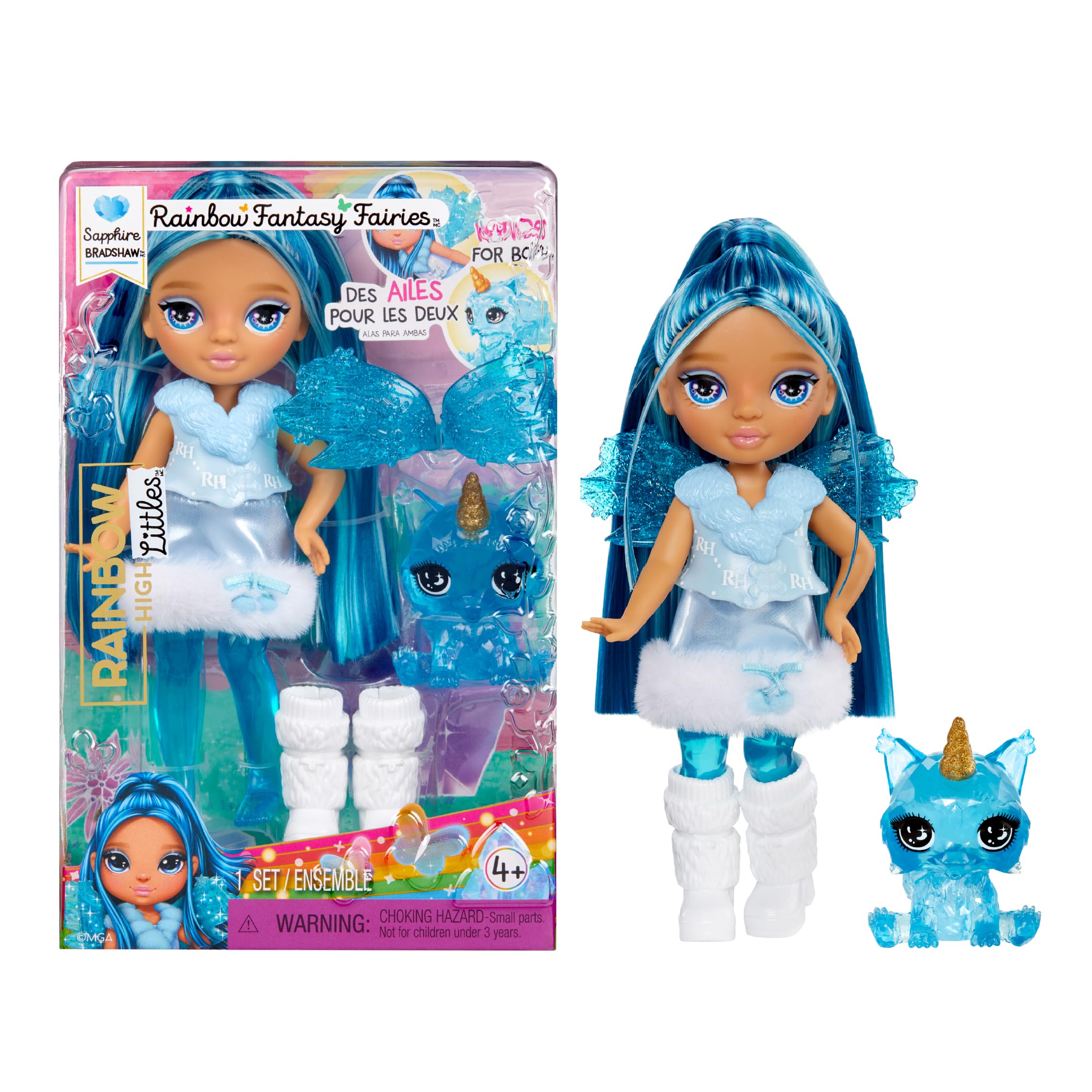 Rainbow High Littles Sapphire Fairy Doll - 14cm Posable, Interchangeable Wings | Fantasy Pet Included | Ages 4+ 1