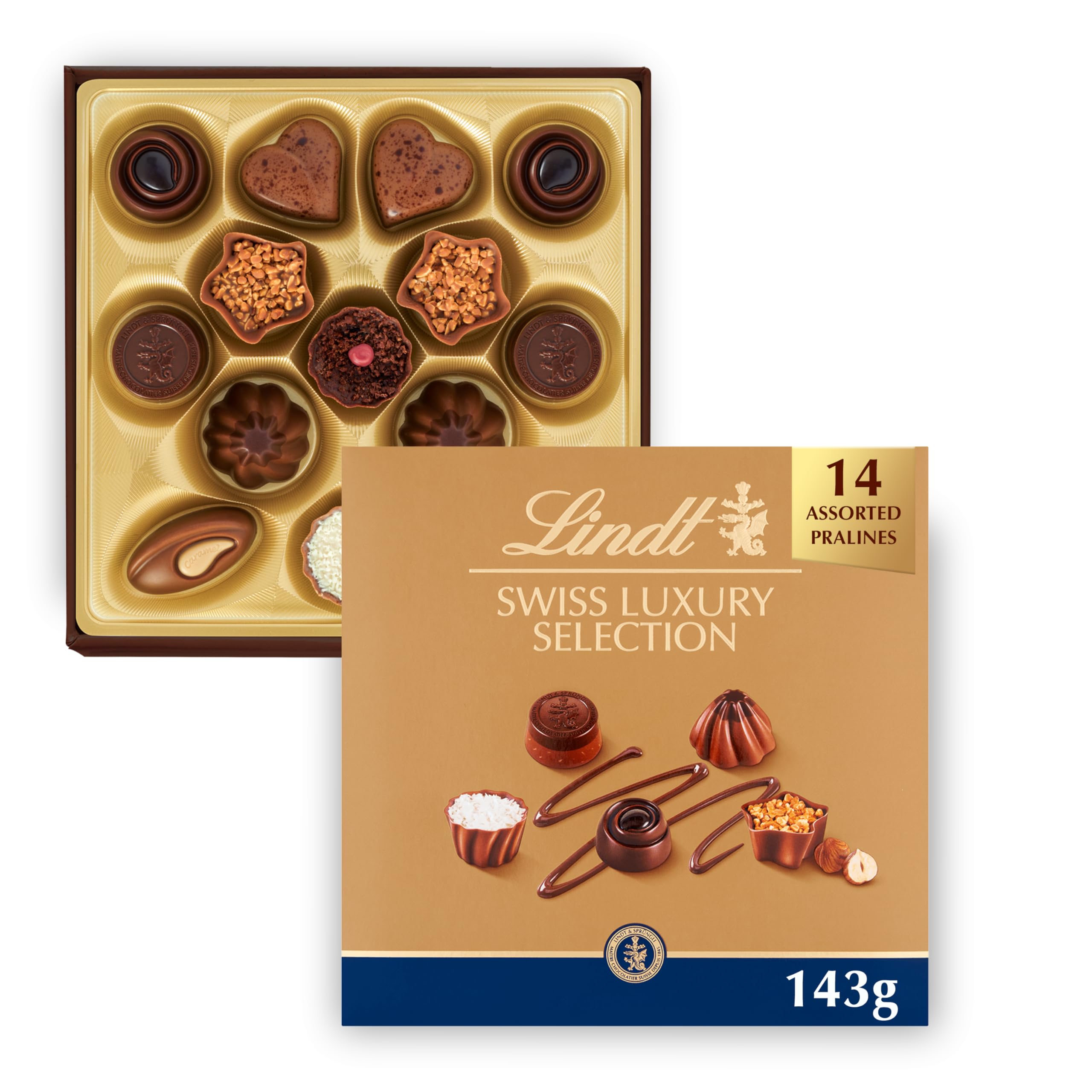 Lindt Swiss Luxury Selection - 14 Assorted Pralines | 143g Gift Box