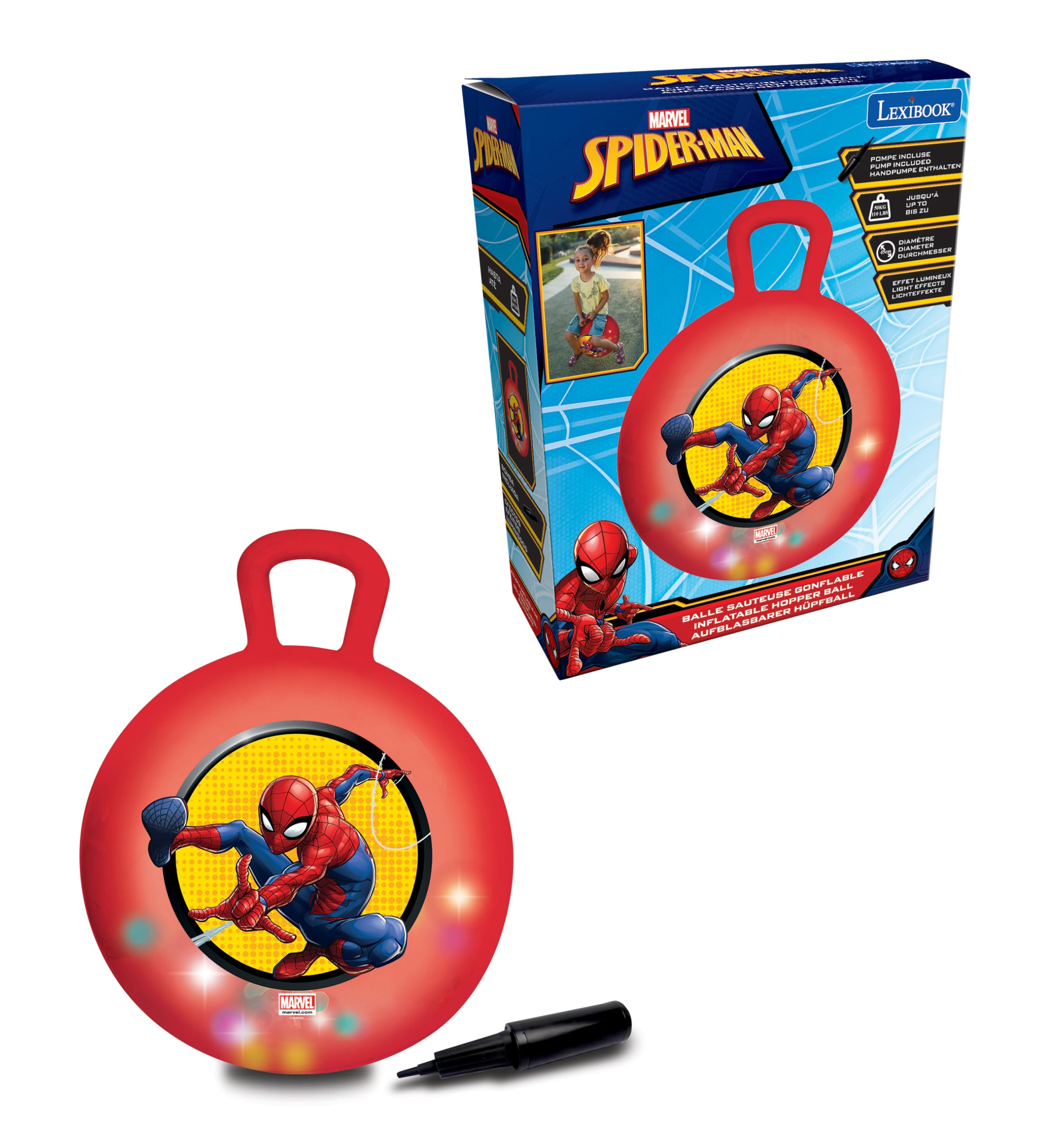 LEXIBOOK Spider-Man Electronic Inflatable Hopper Ball 45cm BG040SP