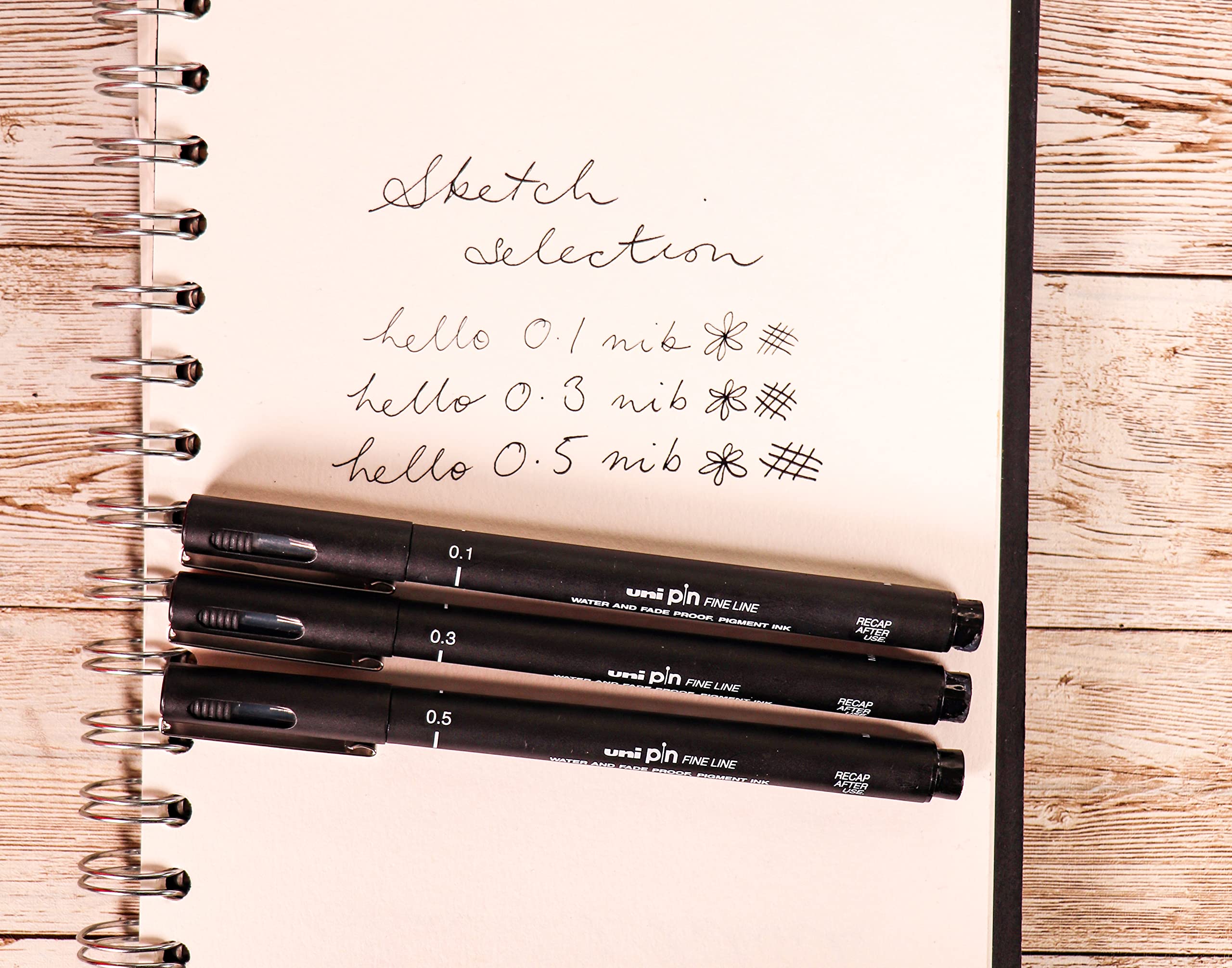 uni-ball PIN Fineliners - Black Fine Tip Set (0.1mm, 0.5mm, Brush) | Water & Fade-Resistant Ink | Pack of 3 2