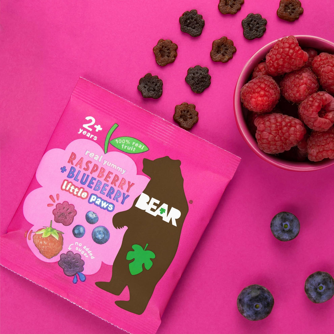 BEAR Raspberry & Blueberry Paws - Delicious Real Fruit - Suitable for 2+ ye