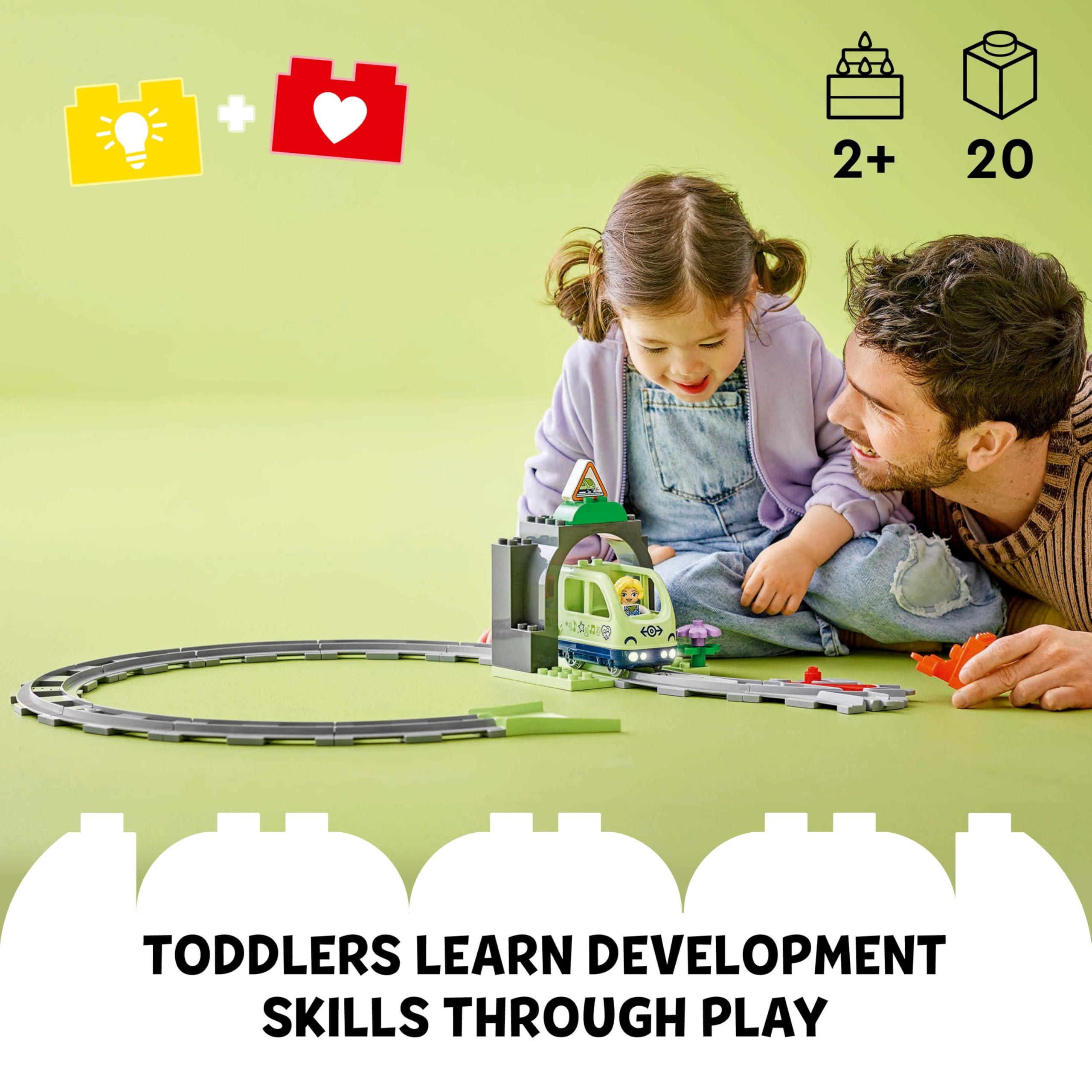 LEGO DUPLO Town Train Tunnel and Tracks Expansion Set 10425 | Ages 2+ | 10 Track Pieces 2