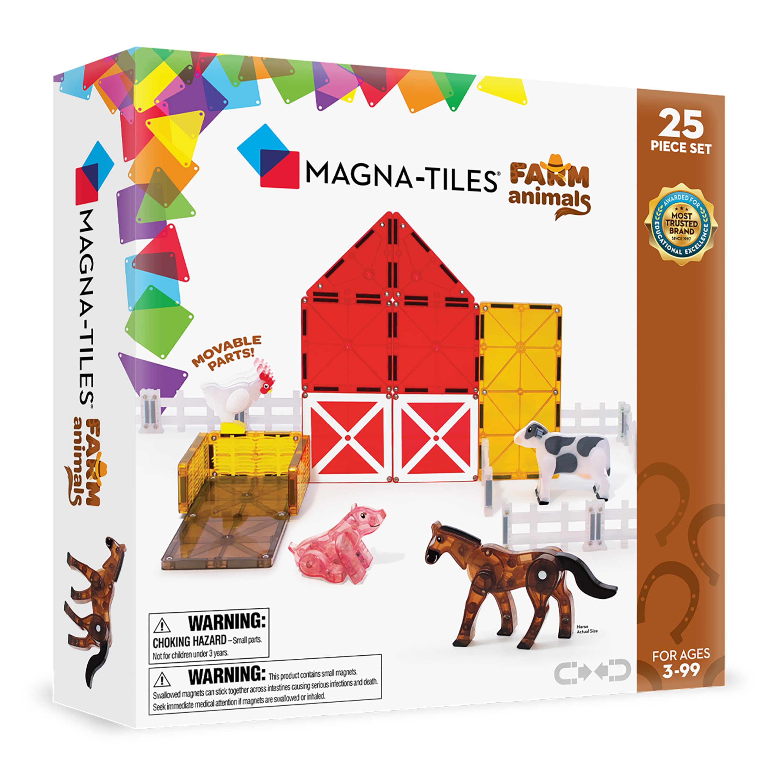 MAGNA-TILES Farm Animals 25-Piece Magnetic Construction Set - Ages 3+