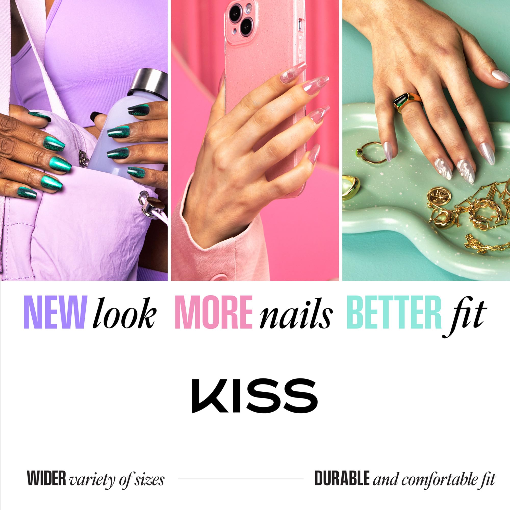 KISS CORE Press On Nails - French Tip Almond Short, White, 32 Count with Glue 9