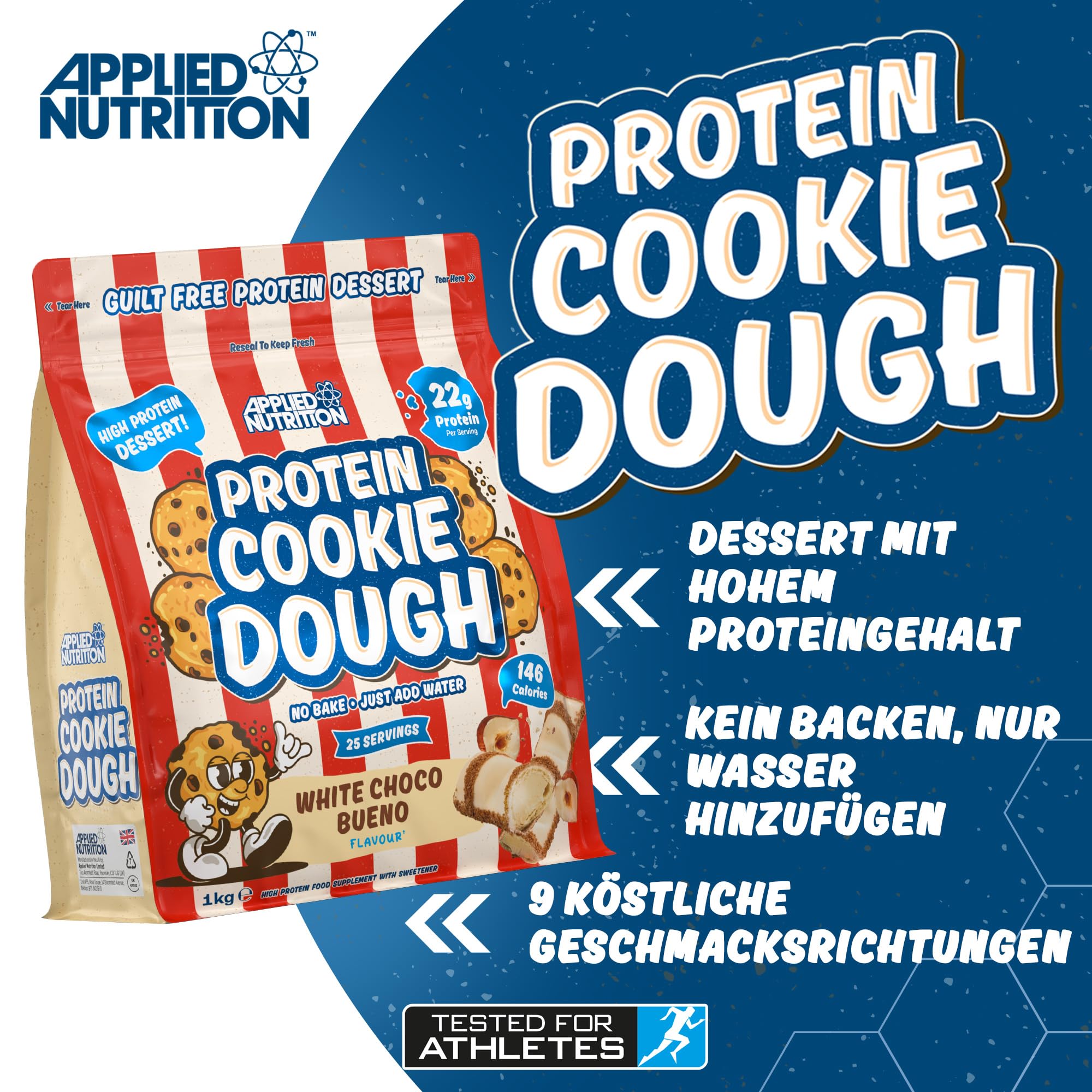 Applied Nutrition Protein Cookie Dough - High Protein Snack, 22g+ Protein, 1kg Pouch