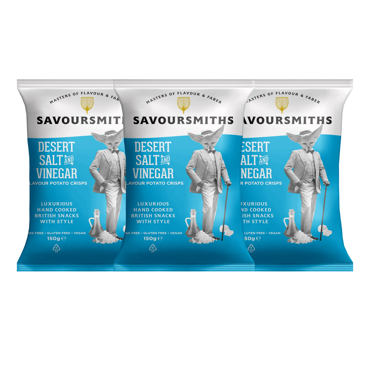 SAVOURSMITHS Desert Salt and Vinegar Crisps - 150g x 3