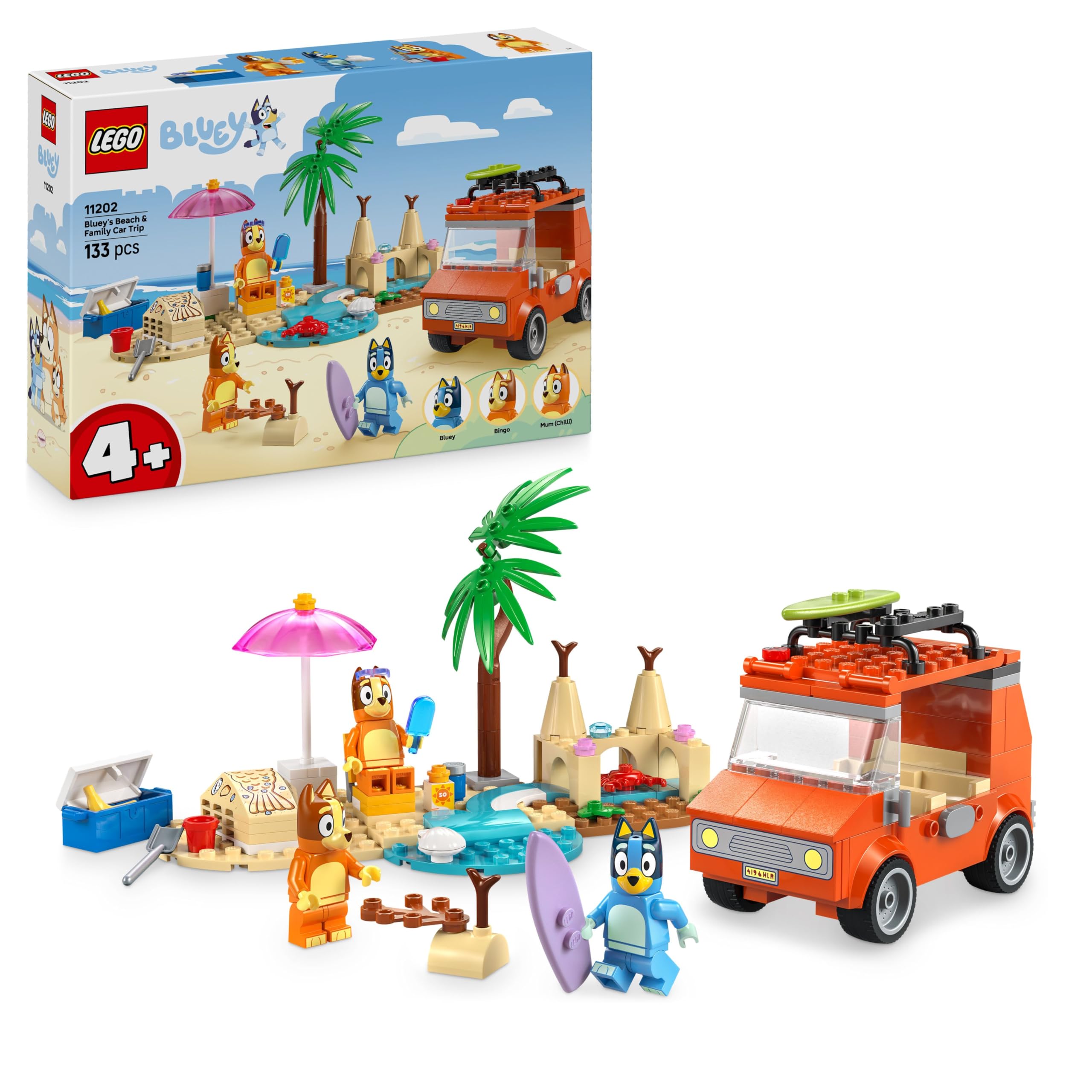LEGO Bluey 11202 Bluey's Beach & Family Car Trip Building Set for Ages 4+ 1