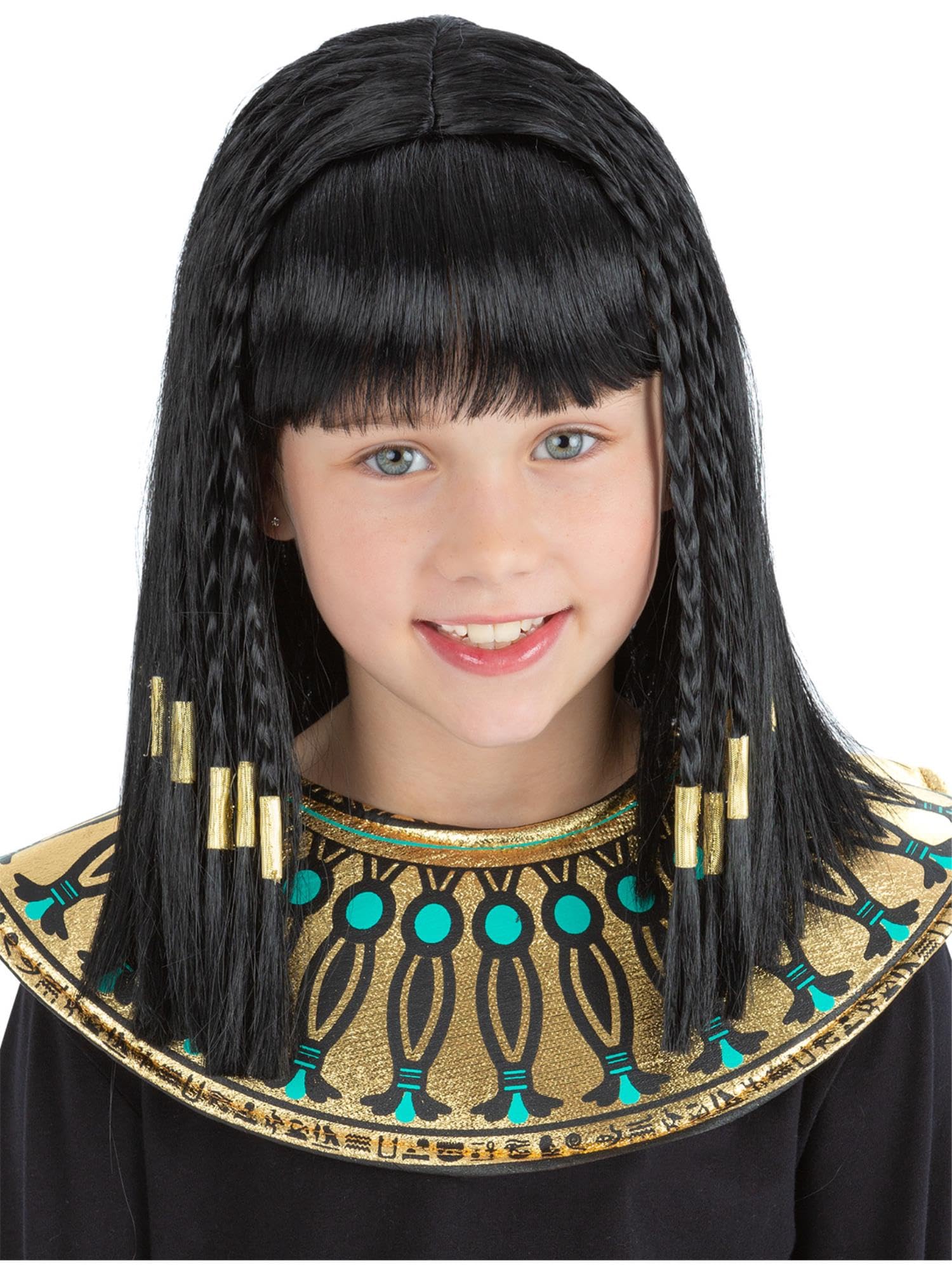 Smiffys Girls' Cleopatra Wig - Black, One Size | Ideal for Fancy Dress & Role-Playing